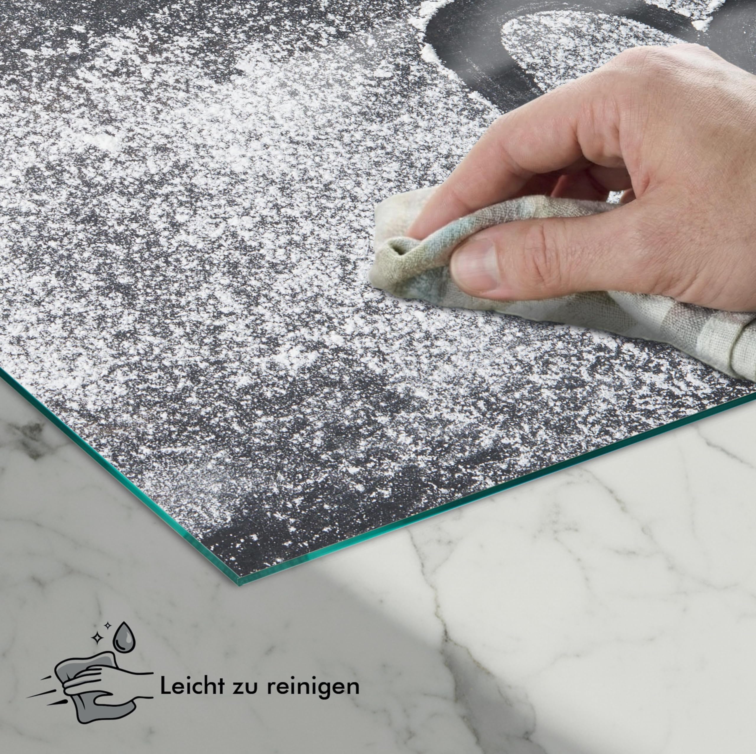 SFArt Herdabdeckung Glas 2 Teilig 30x52 – Gehärtetes Glas Schneidebrett & Ceranfeld Abdeckplatte – Hygienisch & Rutschfest – Schutz für Induktion, Ceran - Herz