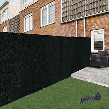 ASTEROUTDOOR Balcony and Fence Privacy Screen 6 x 50 with 90% Shade Rating - Black 170 GSM Polyethylene Fabric