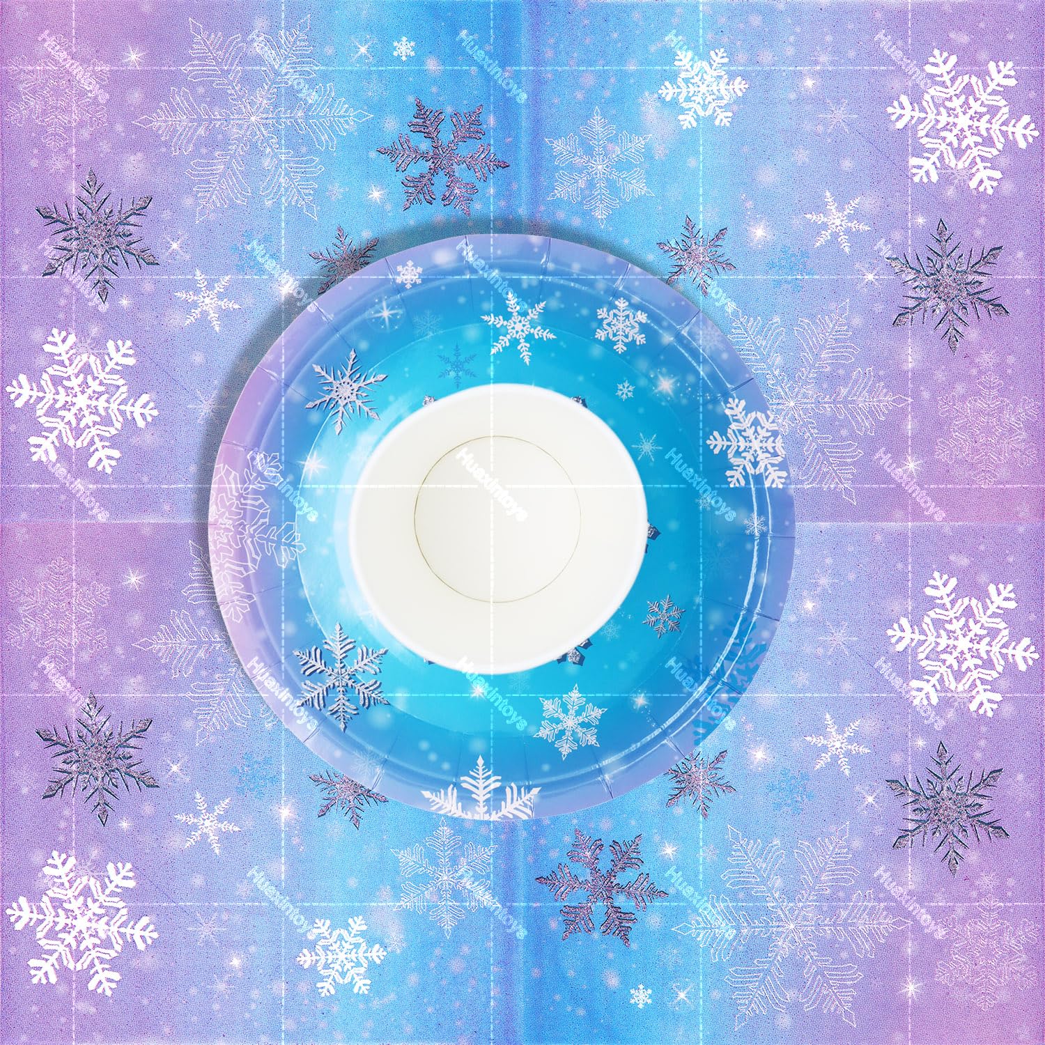 61 Pz Frozen Stoviglie Decorazioni, Stoviglie per Feste di Frozen, Piatti Fiocchi Neve, Bicchieri, Tovaglioli e Tovaglie, per Decorazioni Frozen Compleanno, Feste Natale Forniture