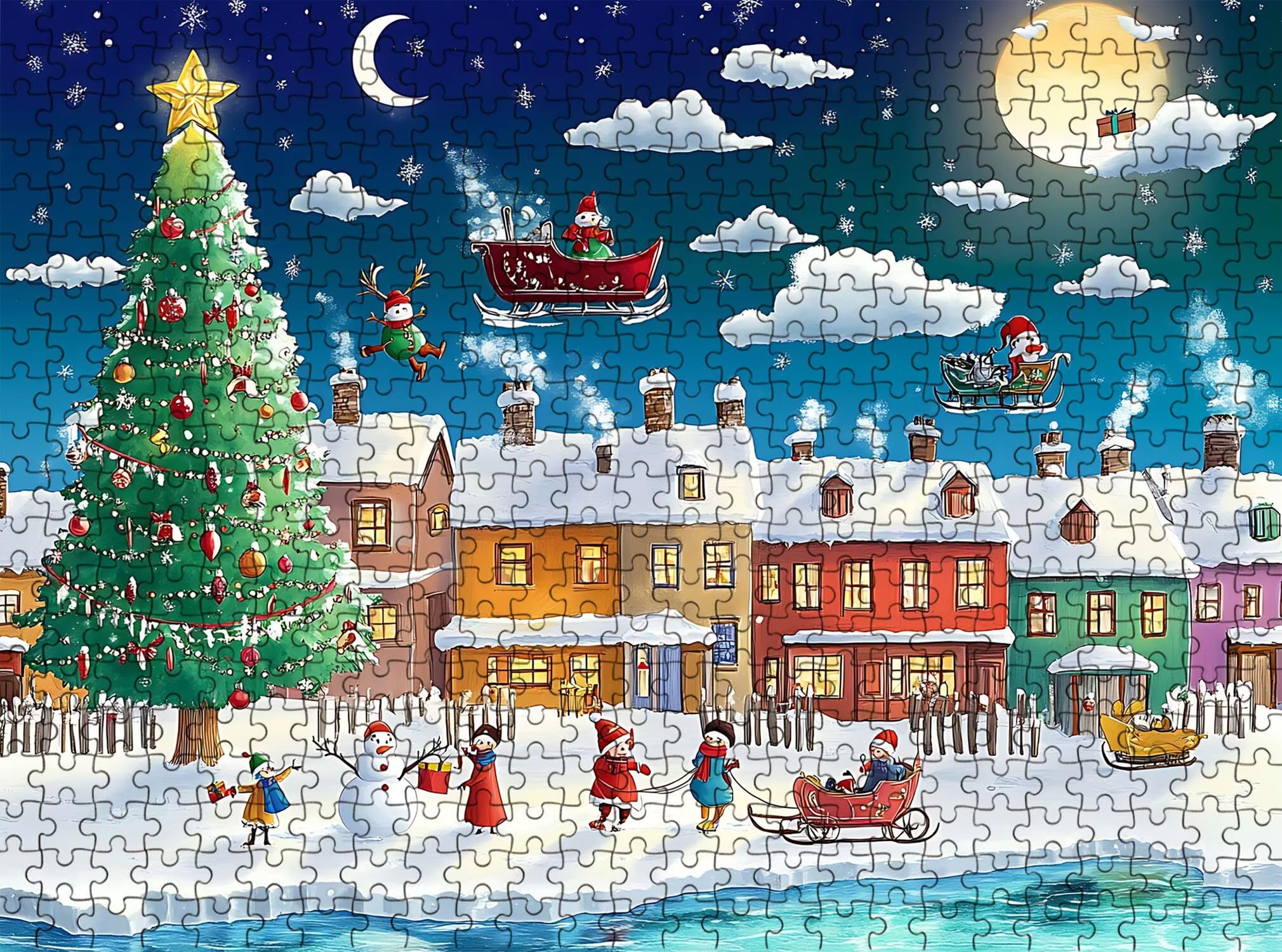 Puzzle 6000 Pezzi Classici, Puzzle Cartone animato Natale 179 x 105 cm, Gioco Educativo e Antistress in Legno con Poster Incluso,Ttività DIY per Famiglia, Regalo per Appassionati, Decor Parete, f0-542
