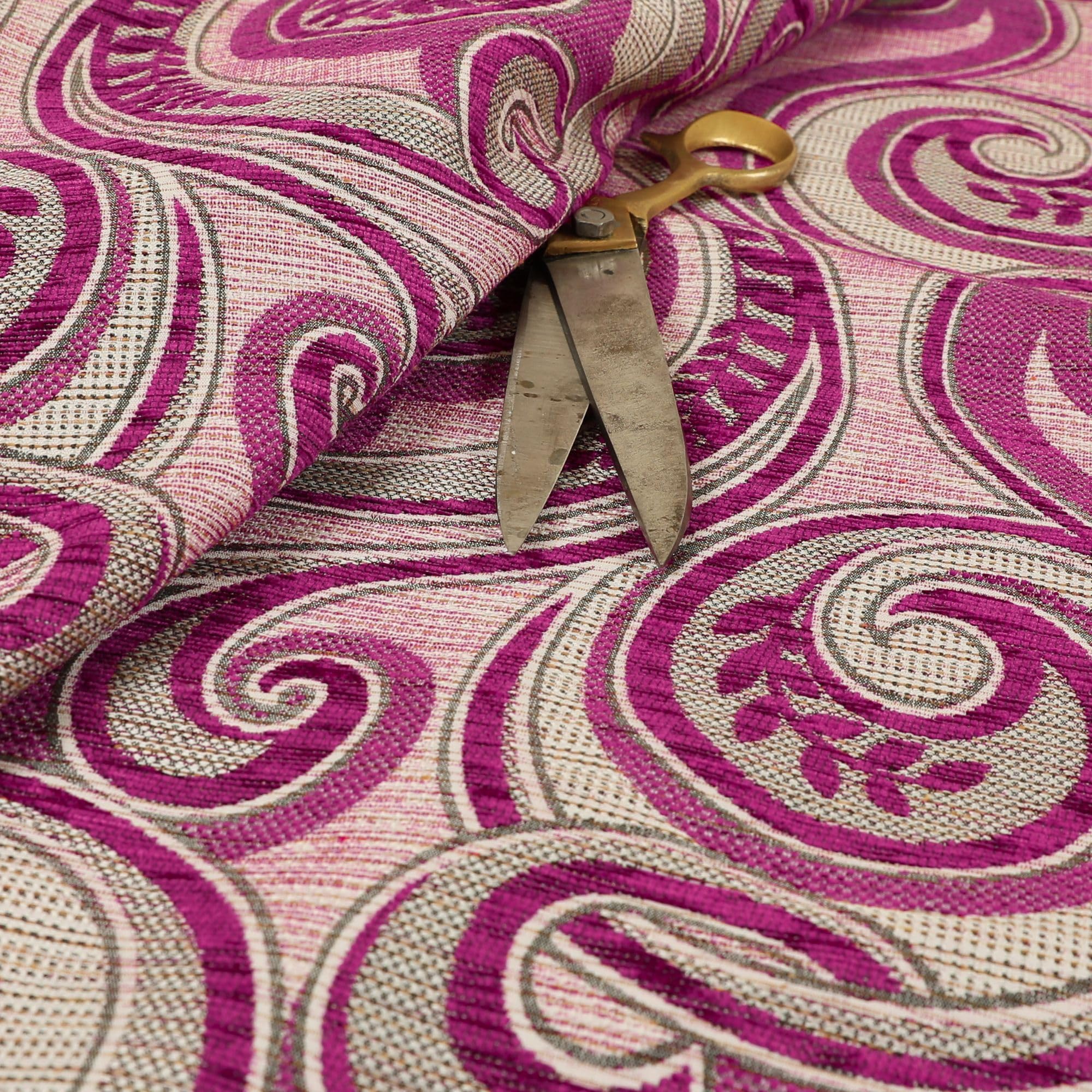 Redbrick Mill Fabrics Fuchsia Quality Weight Pink Chenille Upholstery Furnishing Fabric Floral Pattern, 135Cm Width (Per Metre)