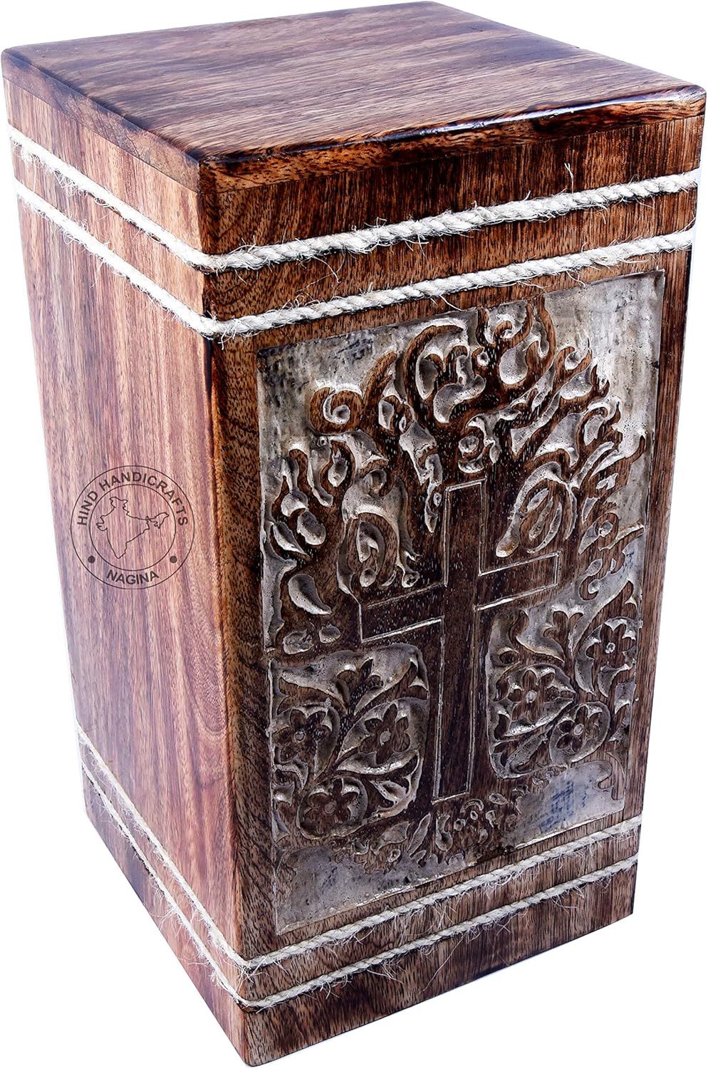 Wooden Urns for Human Ashes Adult Large - Rosewood Cremation Urn for Ashes -Burial Urn for Columbarium - Funeral Urn Box