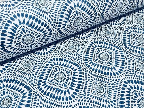 Miniatura 7 de Cortina de tela azul española con mandala floral de algodón, lienzo de impresión digital para tapicería, cortinas, confección de vestidos, 55