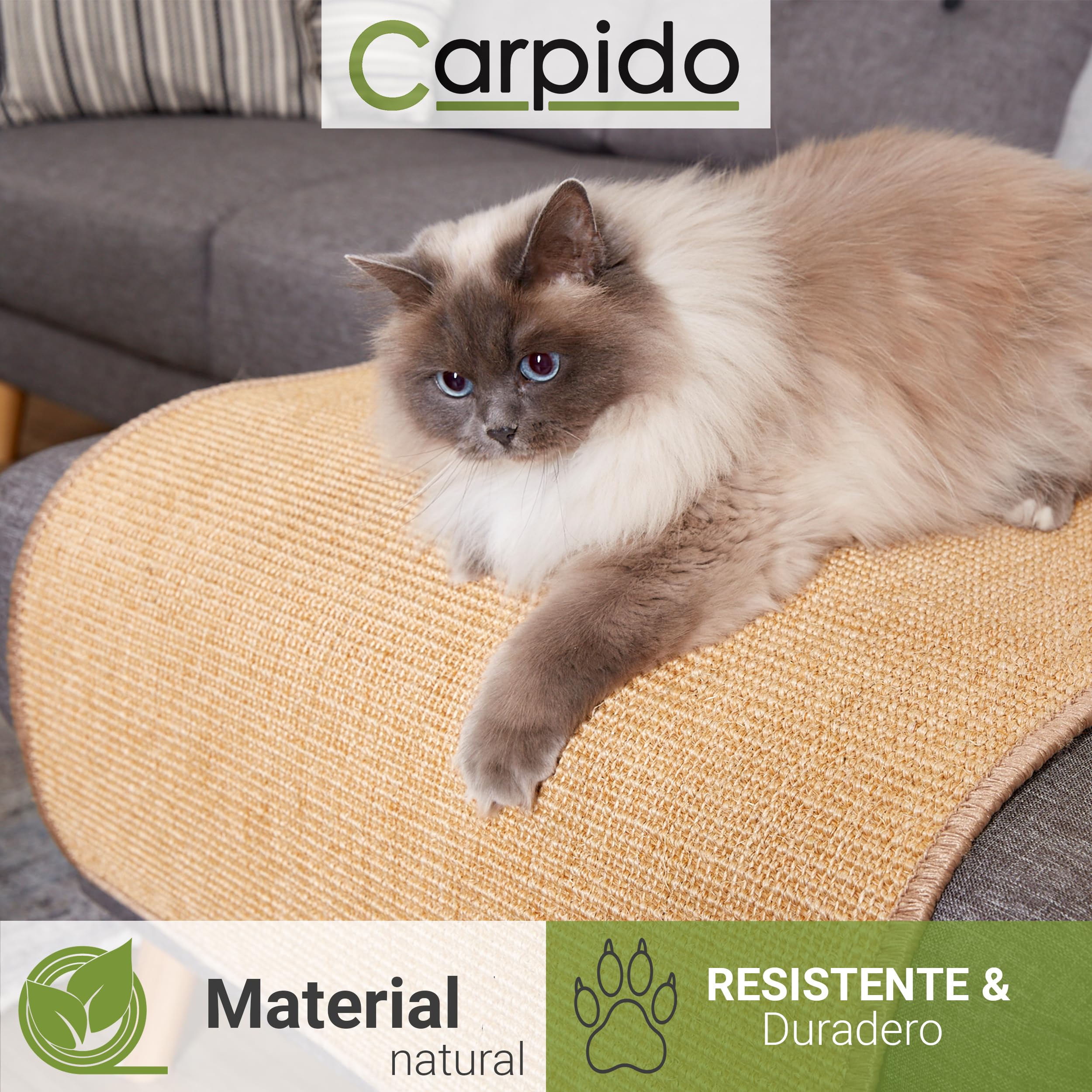Alfombrilla para Gatos - Set de 2 Alfombras de Sisal Natural 100% - Alfombrilla para el Suelo 60 x 80 cm