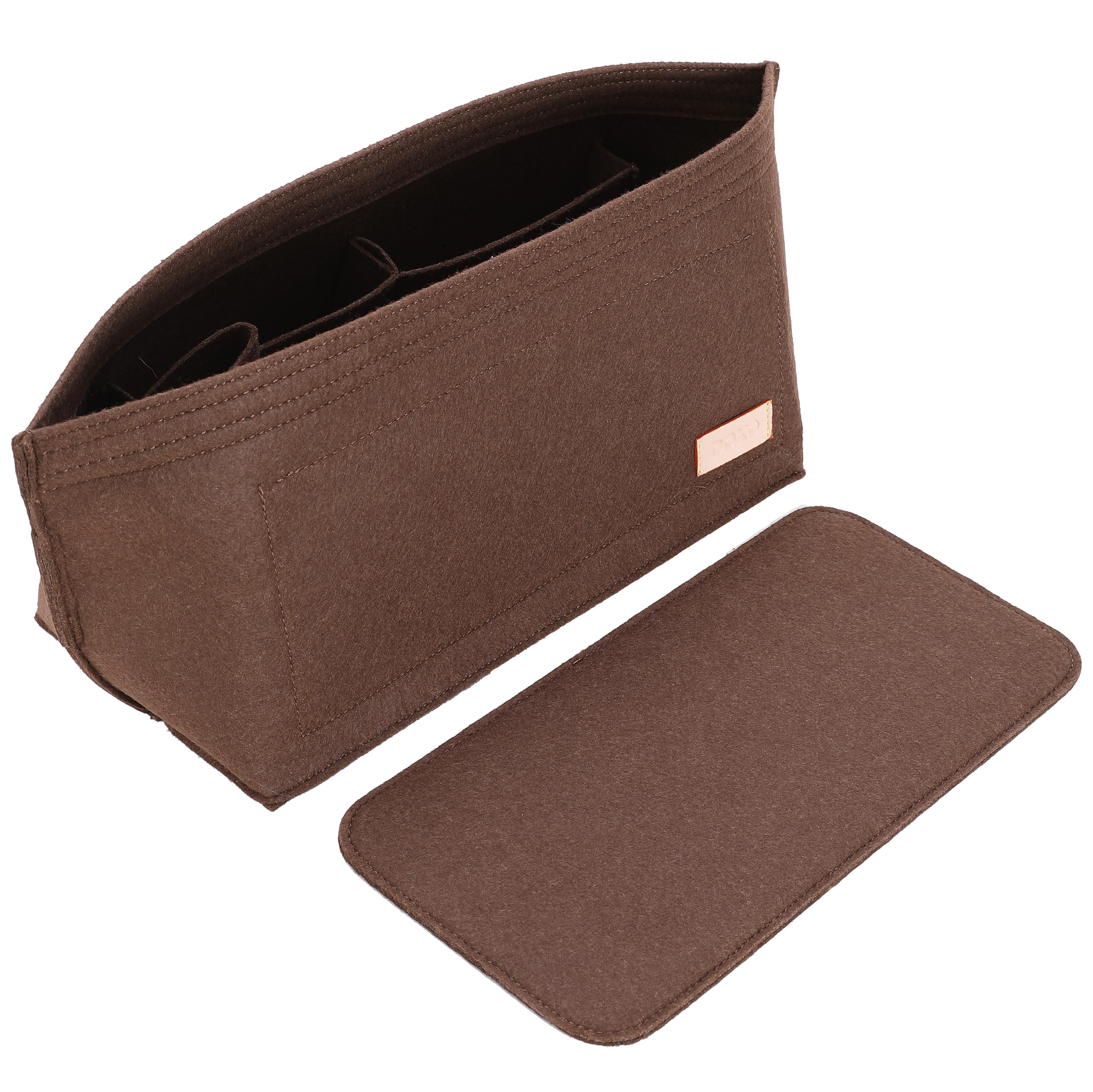 Doxo Geldbörsen-Organizer-Einsatz für Handtaschen und Tragetaschen, Filztasche, passend für Speedy und Neverfull Onthego, 3 Größen/6 Farben, braune Tasche + braune Grundform, groß