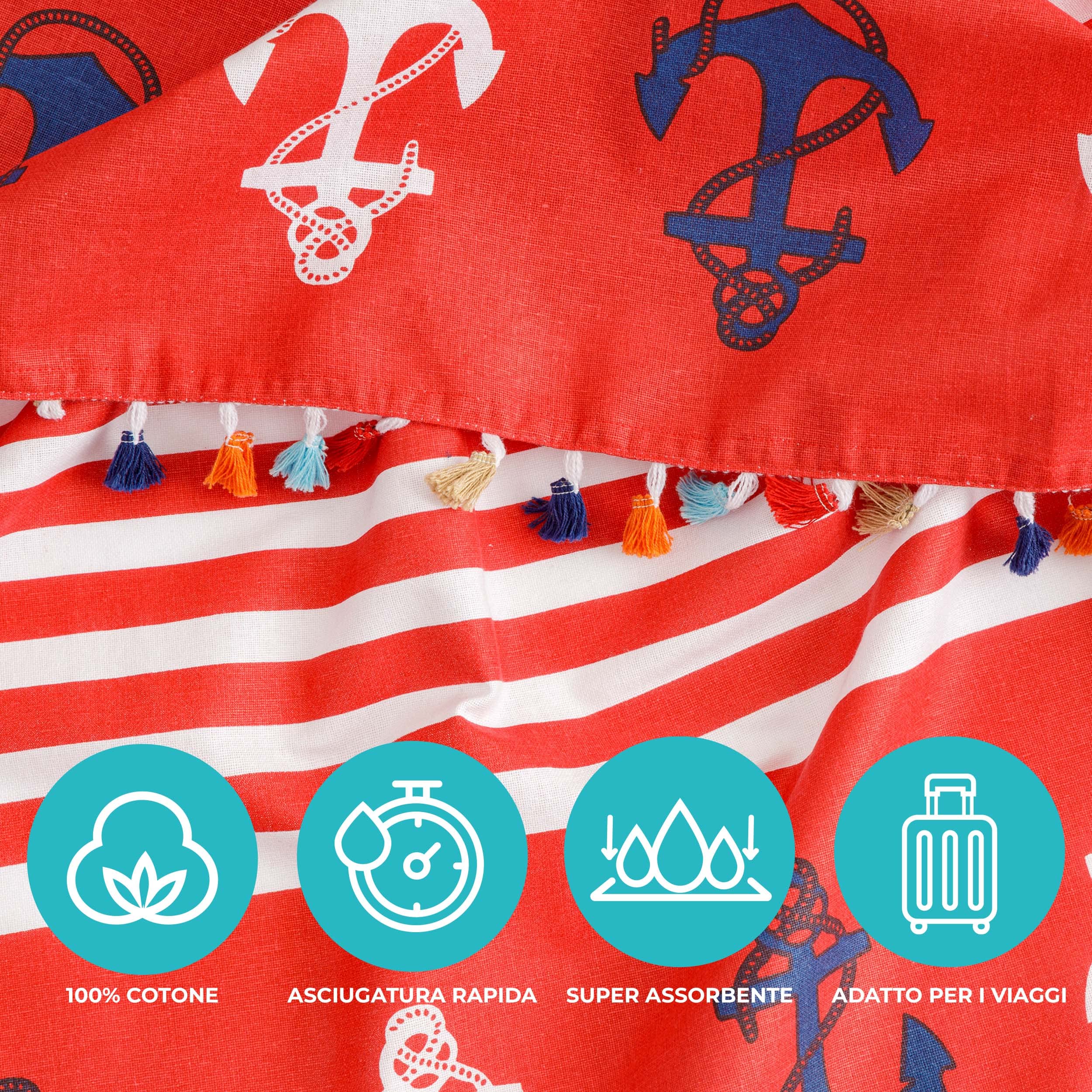 Pompons Colorés, Paréo, Serviette De Yoga, Serviette De Plage Hammam Super Absorbante Et A Sechage Rapide Ecologique 90x170cm