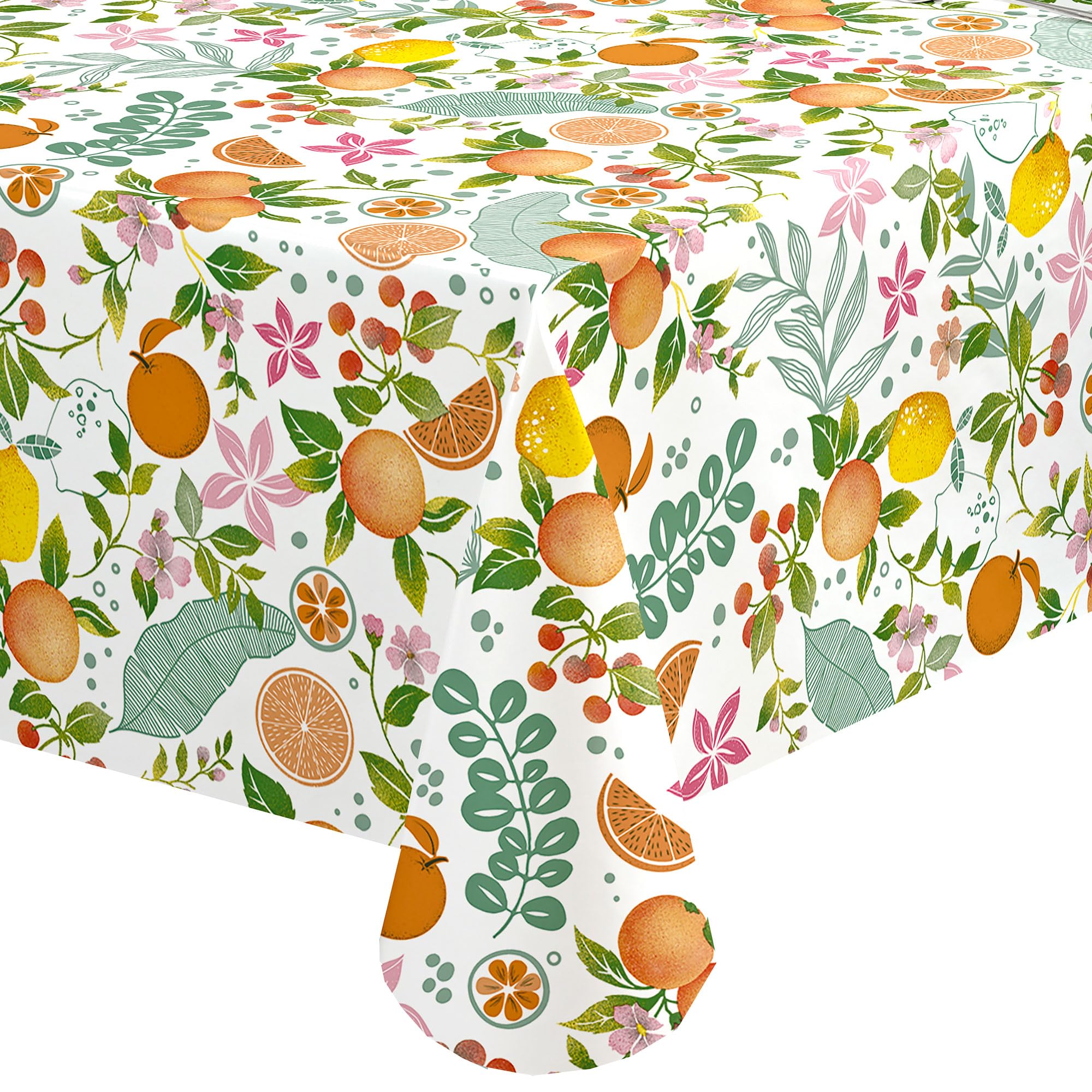 Qpc Direct Multicolor Juicy Oranges Pvc Oilcloth Table Cover Vinyl Tablecloth (140Cm X 200Cm)