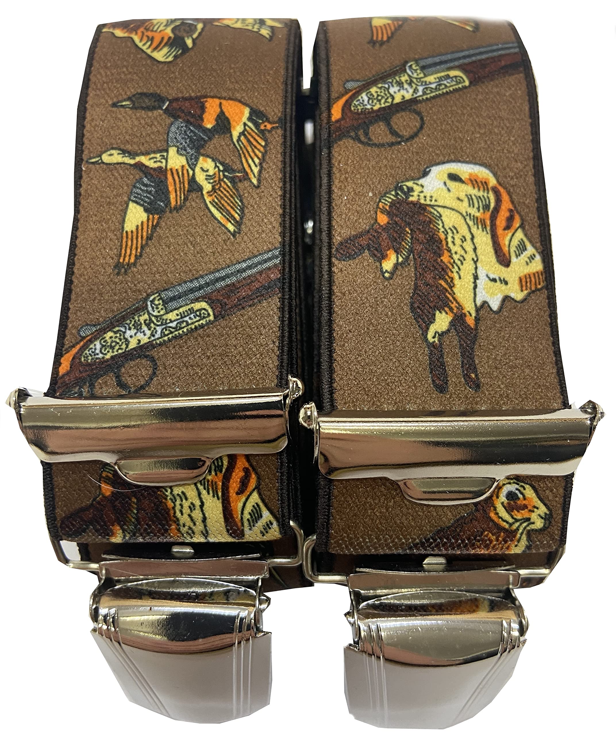 Tirantes para hombre – Diseño de caza – 3,5 cm de ancho, ajustable 65 – 125 cm – Forma de X – Clips resistentes y gran comodidad – Ideal para caza, al aire libre, trabajo y como elegante regalo