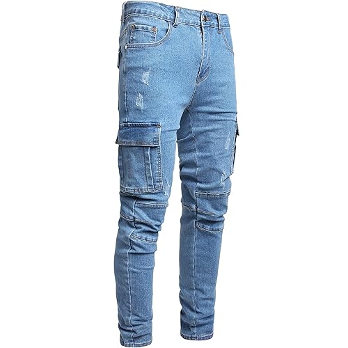 JUNBAOSS Men's Slim Fit Jeans Stretch Ripped Skinny Jeans for Men, Fashion Straight Leg Comfort Flex Waist Casual Pants