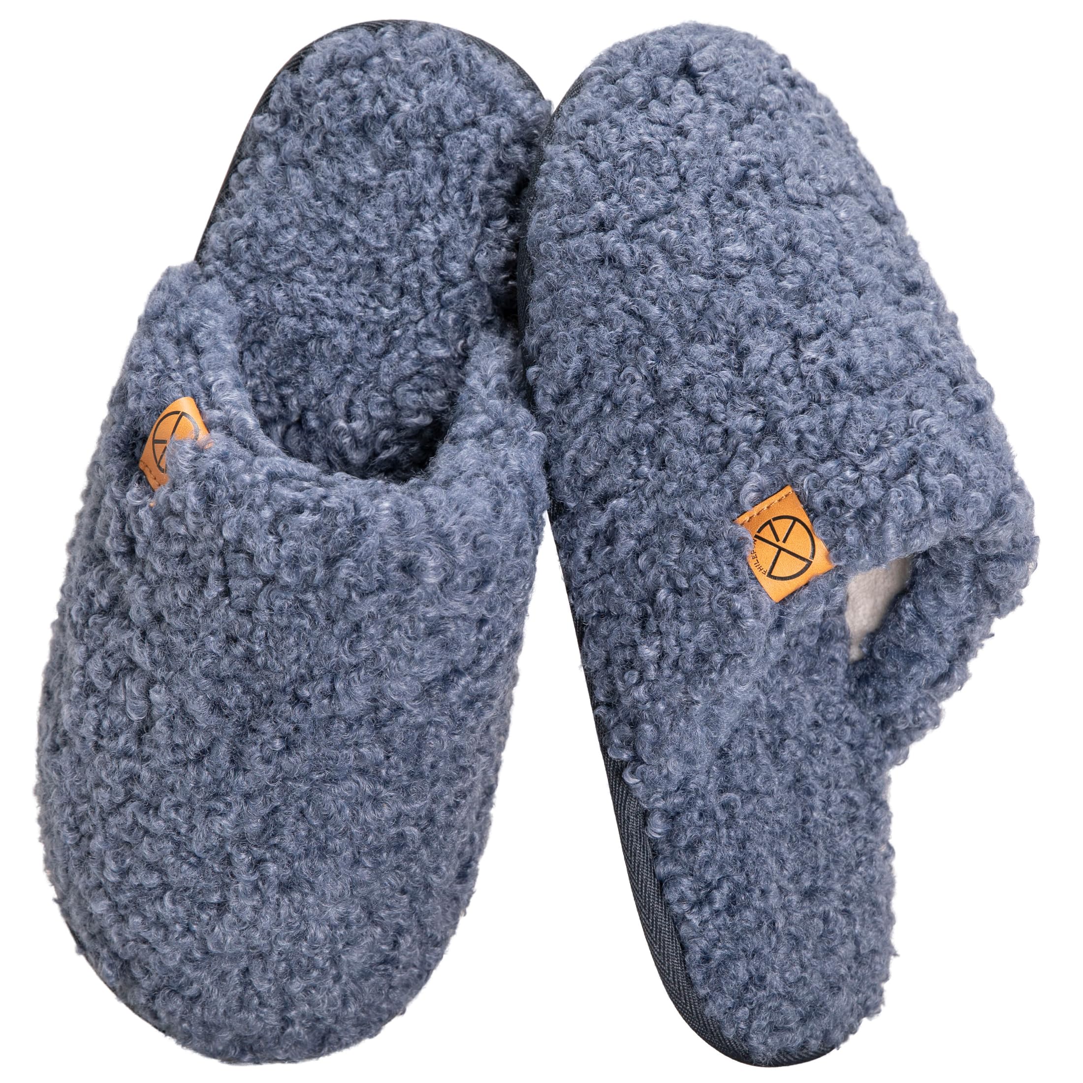 FHILEPON House Slippers for Women Comfy Faux Fur Memory Foam Bedroom Shoes Slip On Slides for Indoor Outdoor Use