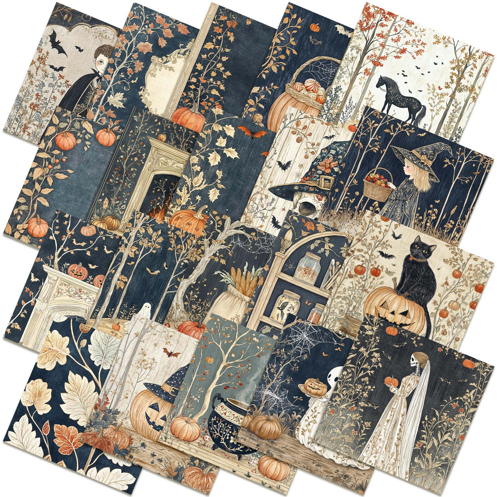 Ganeen 60 Pcs 10 x 10 Inch Fall Halloween Boho Quilting Fabric Squares