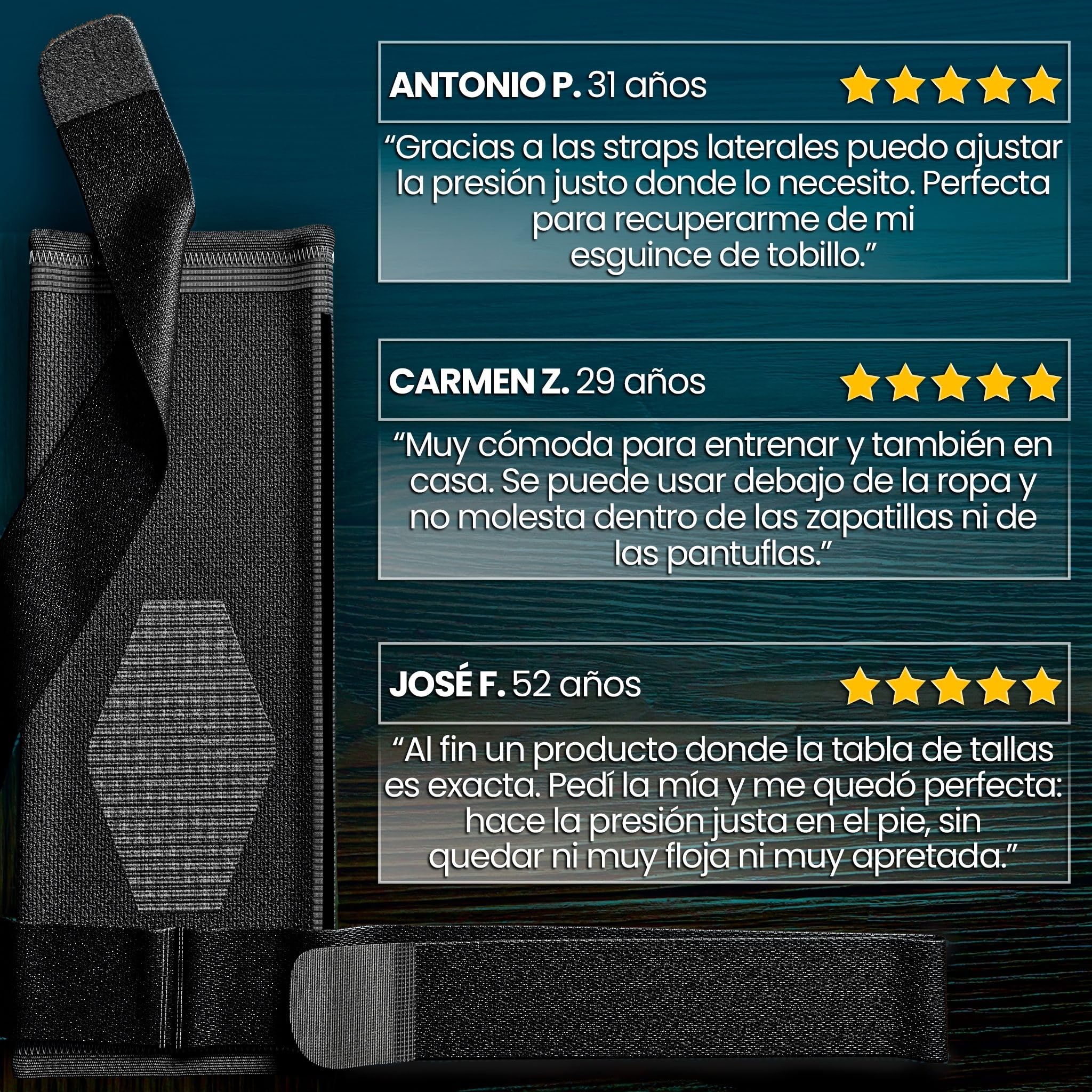 NativoDex Tobillera para Estabilizar y Prevenir Torceduras, Soporte y Compresión para Lesiones en el Tobillo, Deportiva con Ajuste Personalizado, para Ambos Pies