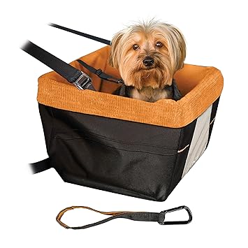 Kurgo Rover Booster Dog Car Seat with Seat Belt Tether New Packaging, Black/Orange
