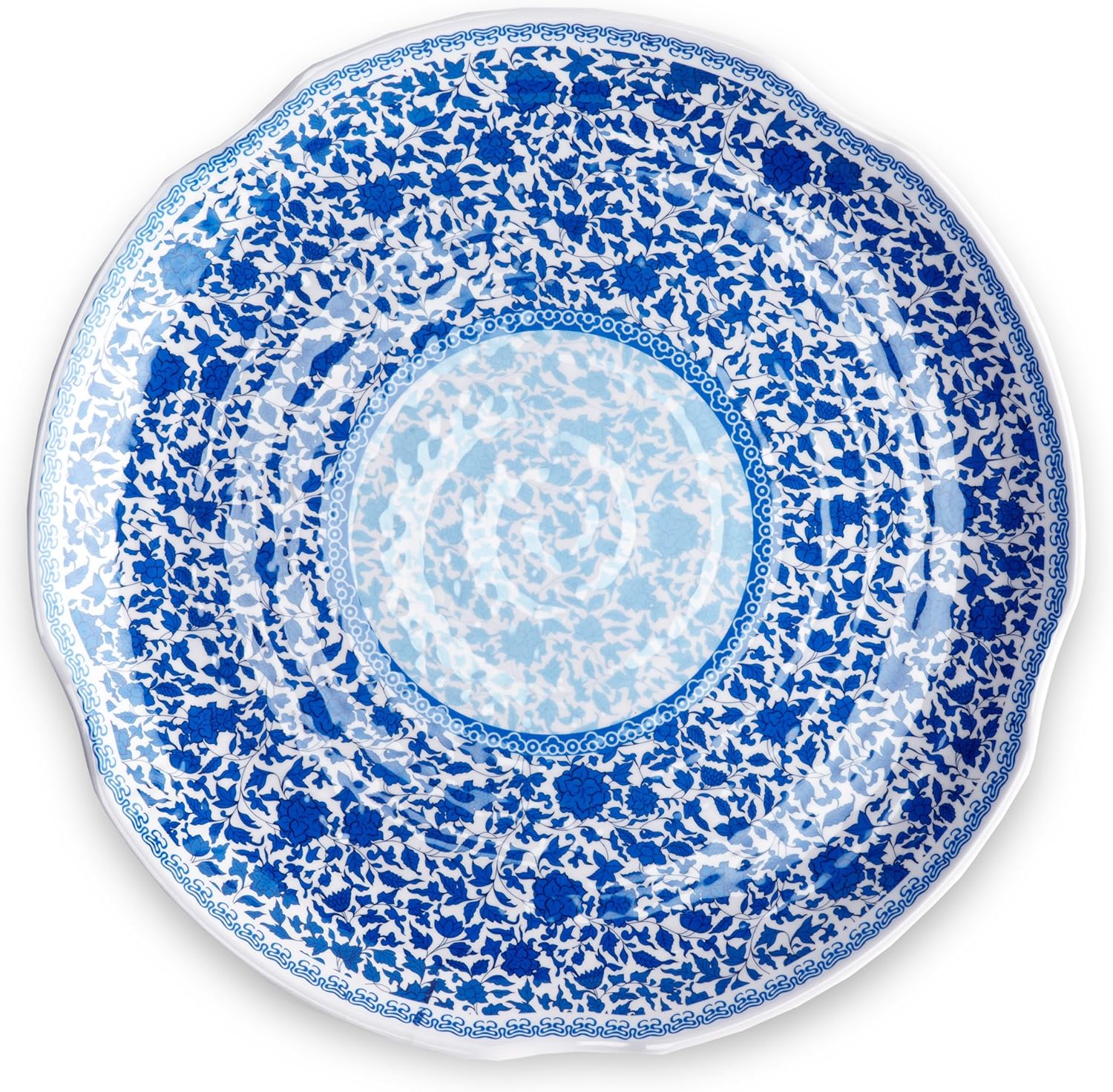 Q Squared Heritage BPA-Free Melamine Large Serving Platter, 16-Inches, Blue and White
