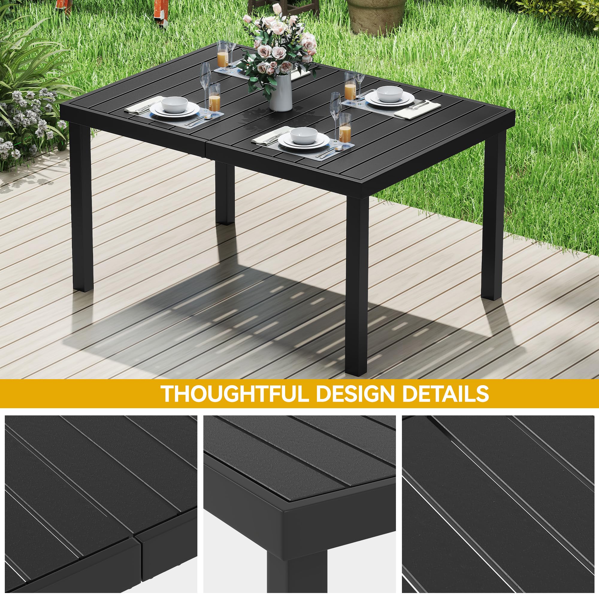 DWVO Aluminium-Gartentisch 140cm, Outdoor Tisch für Terrasse & Garten