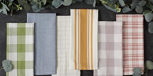 Miniatura 6 de DII Everyday Basic Kitchen Collection - Juego de toallas de cocina de algodón tejido grande, 18 x 28 pulgadas, color oro miel, 5 unidades