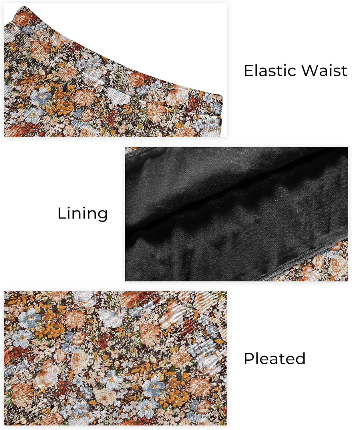 CYiNu Women's Chiffon Elastic High Waist Tiered Pleated Floral Printed A-Line Boho Long Maxi Skirts - Image 4