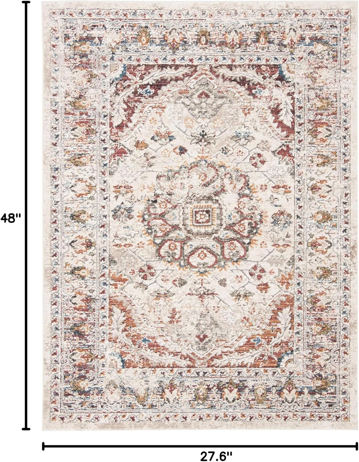 SAFAVIEH Carlyle Collection 2'3" x 4' Ivory/Gold CYL229A Vintage Oriental Distressed Non-Shedding Living Room Bedroom Accent Rug