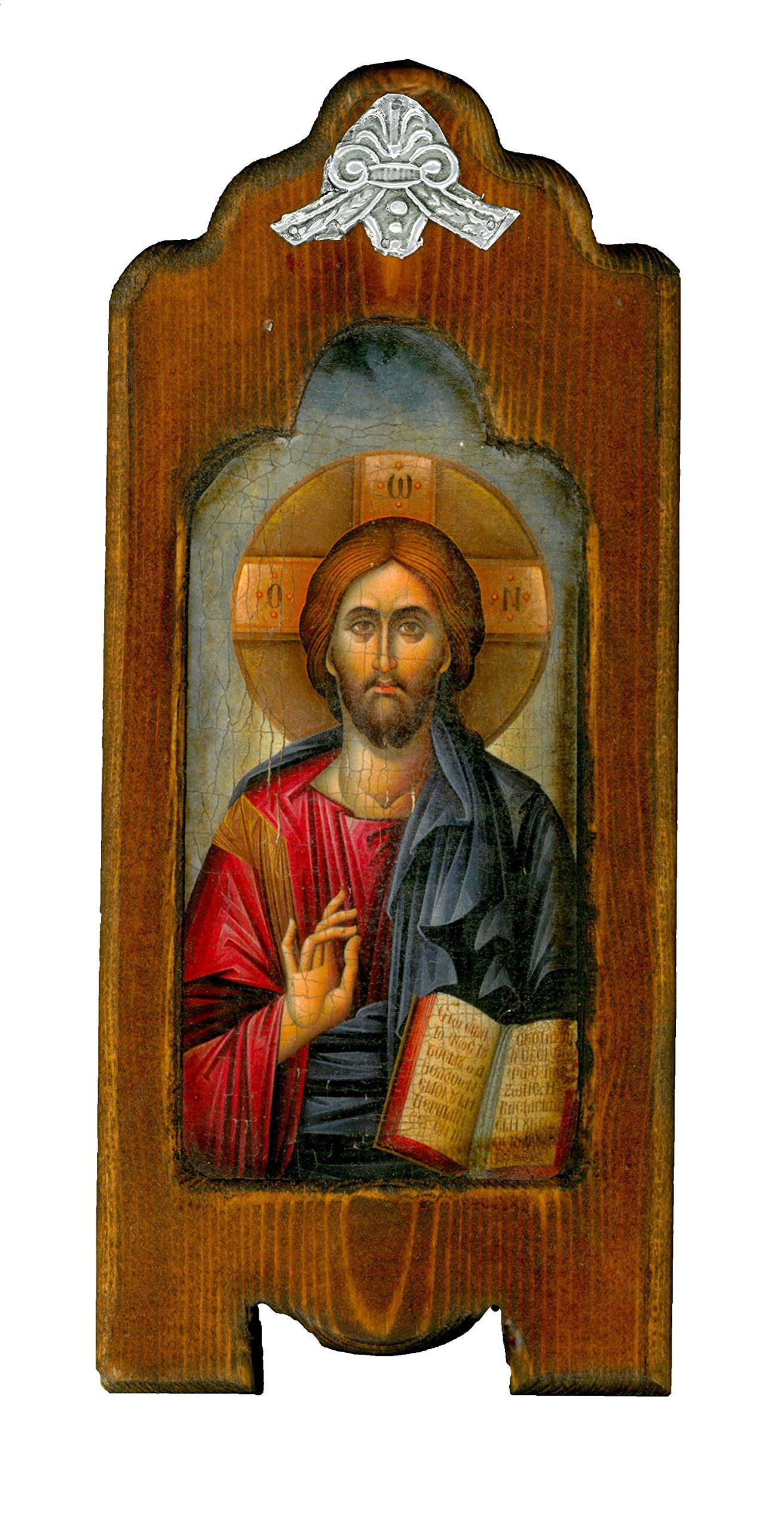 Icône en bois Jésus Christ fait main sur toile, art orthodoxe M7