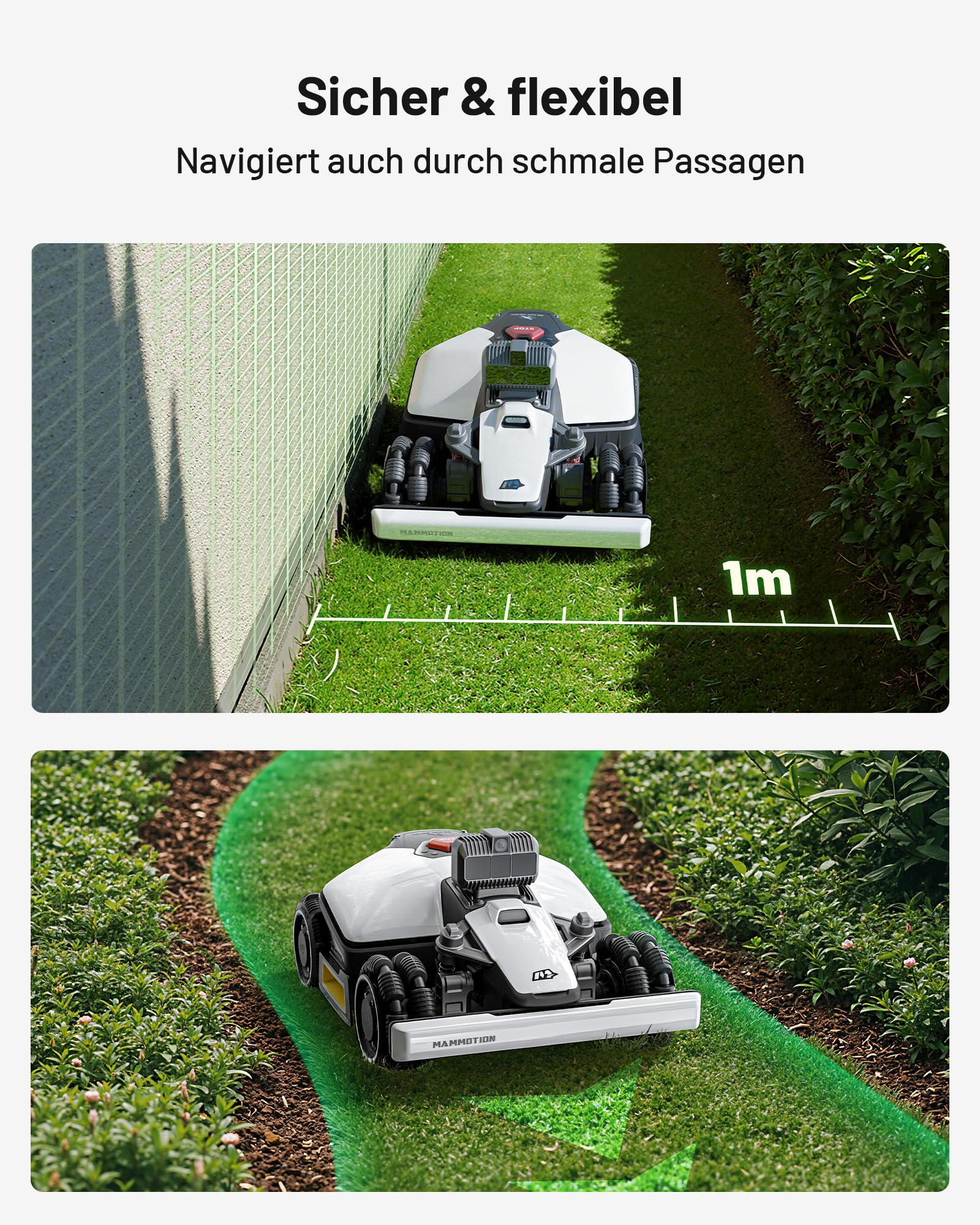 MAMMOTION LUBA mini AWD LiDAR Mähroboter ohne Begrenzungskabel & RTK-Antenne für 1500 m², 3D LiDAR+NetRTK+AI Vision Triple-Fusion, AWD 80% Steigung, Automatische Kartierung, 3 Jahre Gratis-4G