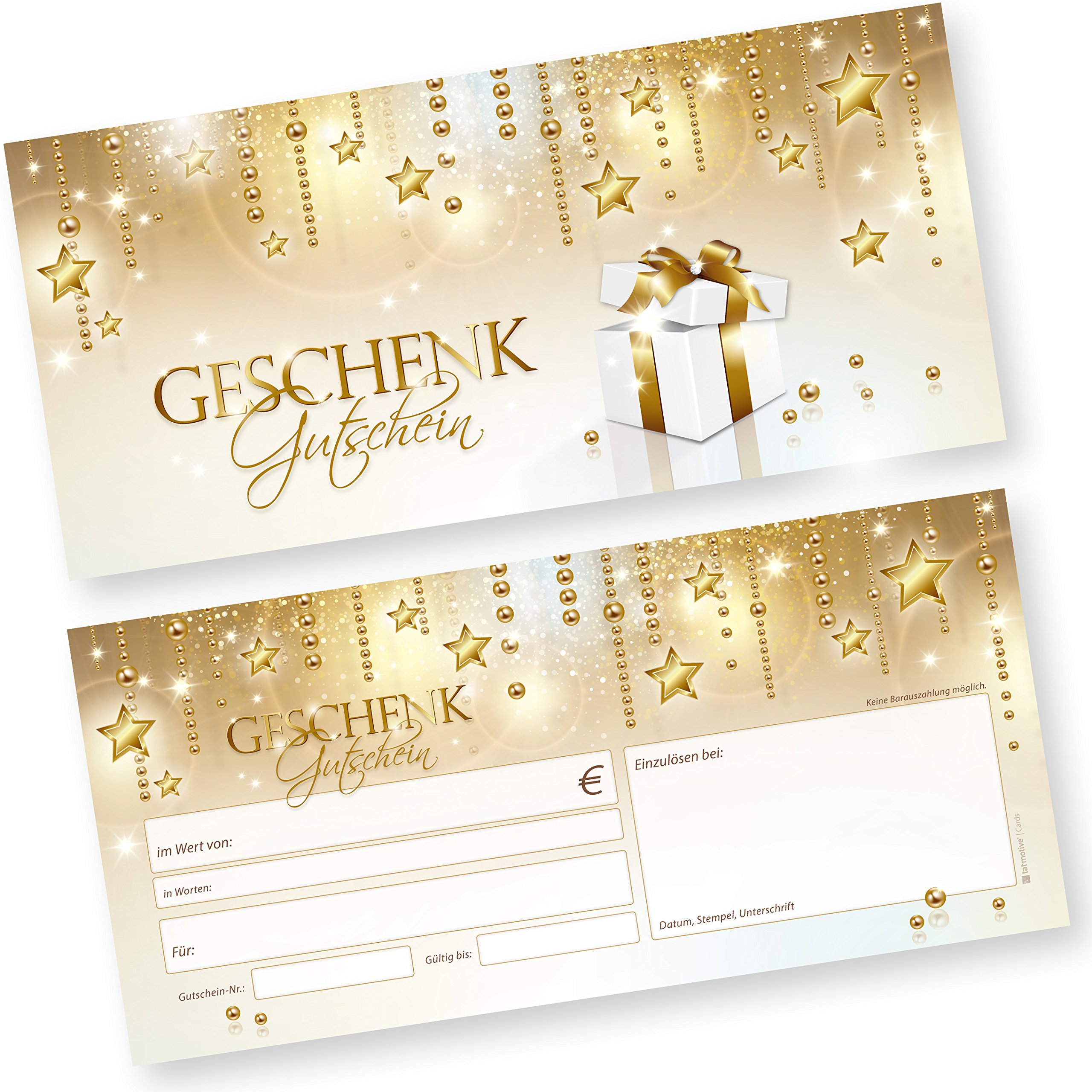 tatmotive Geschenkgutscheine Weihnachten Stardreams (250 Stück) Gutscheine Weihnachten Gutscheinkarten für Kunden für Firma Gewerbe