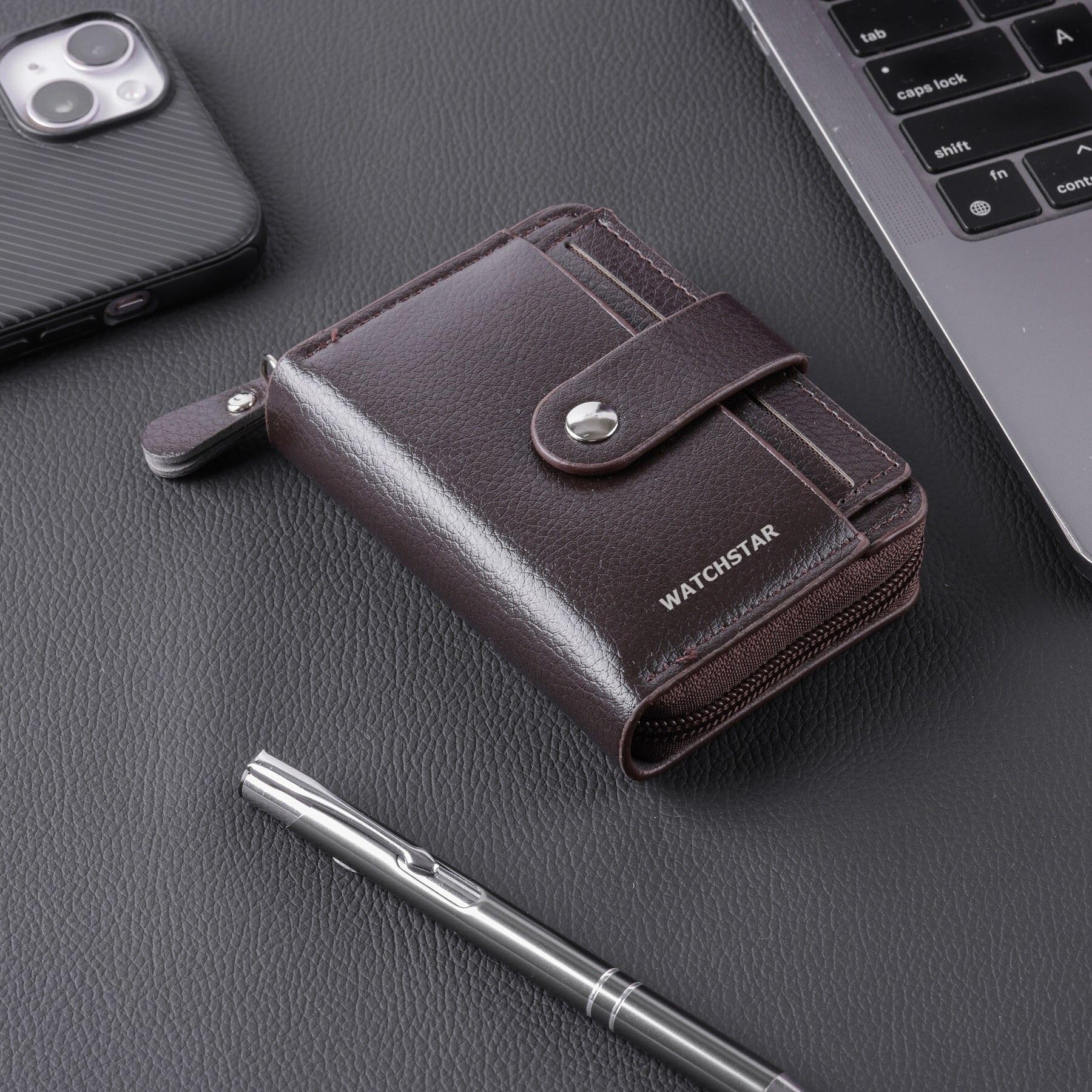 watchstar Slim Skinny Fit Card Wallet for Men and Women (07#Botton Dark Brown Kard)-picture-11