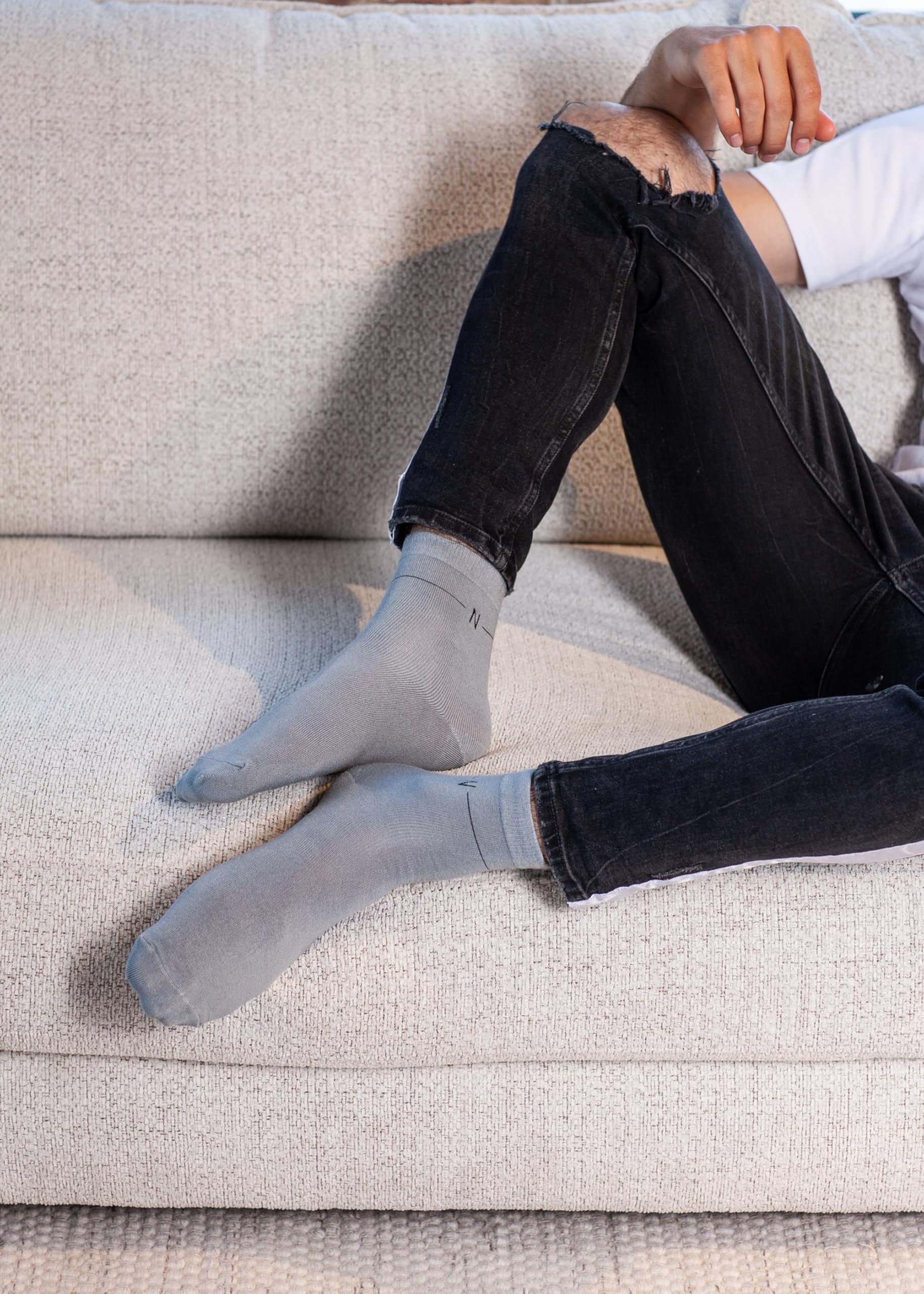 NUDUS UNDERWEAR Calcetines clásicos de rayón de bambú, caja de regalo, 5 pares, muy suaves, delgados y transpirables