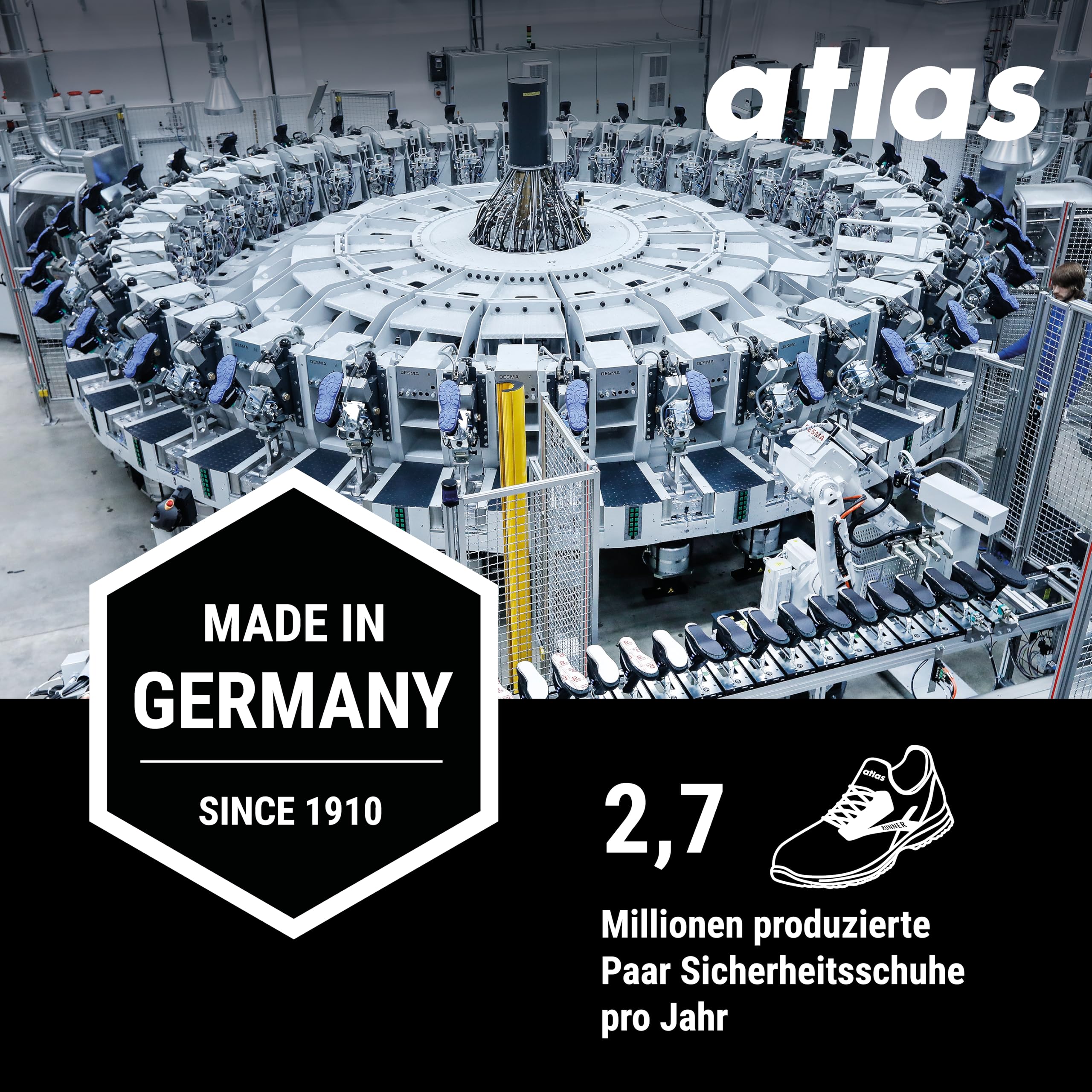 Atlas Męskie buty ochronne BAU 500, czarny, 43 EU