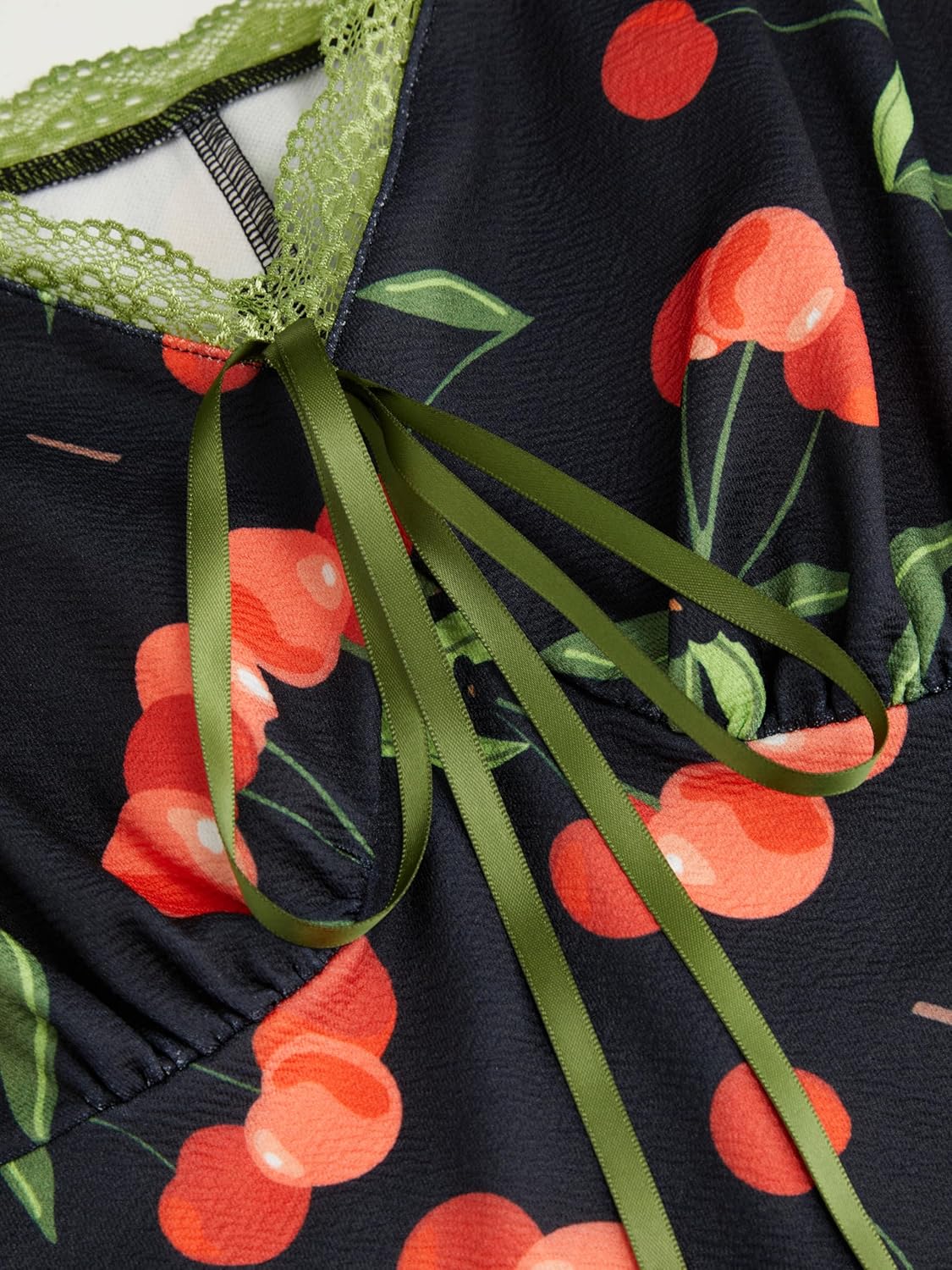 CIDER Women's Floral Mini Dress Fruit Sleeveless V Neck Lace Trim Sun Dress A Line Cute Summer Dresses Beach Vacation Outfits - Image 3