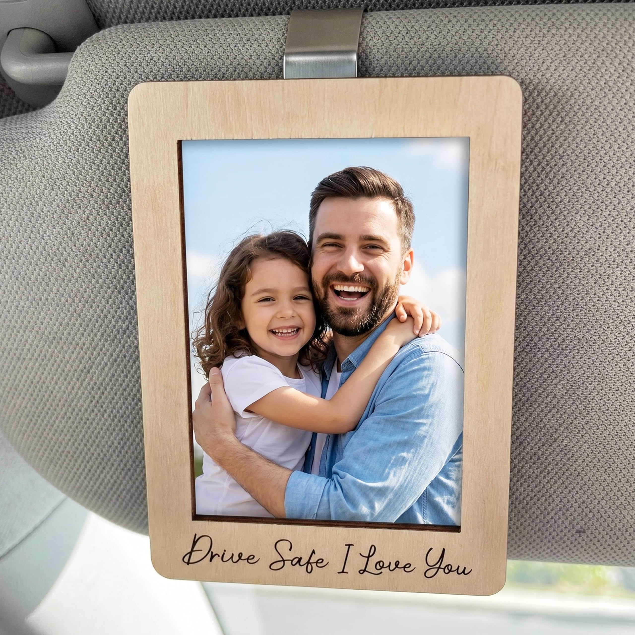Drive Safe I Love You Visor Clip Photo Frame - Drive Safe Car Visor Photo Clip For Dad, Mom, Husband - Car Accessories For Men, Women - Cars Picture Frame With Metal Clips - Best Dad Ever Gifts 2026
