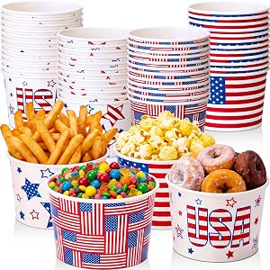 48 Pcs Veterans Day Paper Snack Cups 9oz Disposable Dessert Cups