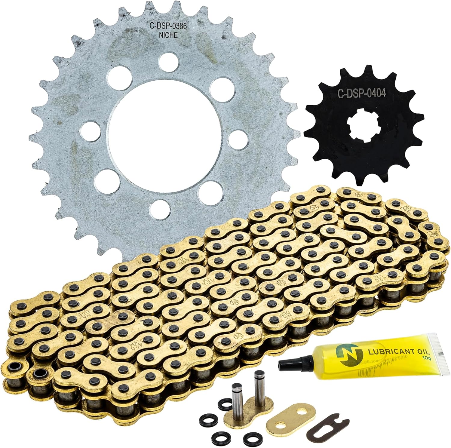 NICHE Drive Sprocket Chain Combo for Kawasaki Z125 Pro Front 14 Rear 30 Tooth 420 X-Ring 124 Links