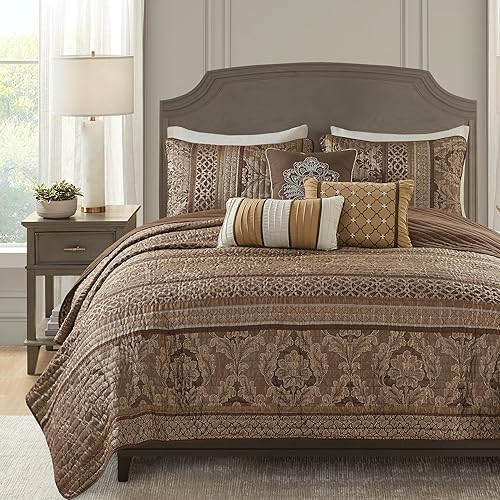 Madison Park Quilt Traditional Damask Design All Season, Lightweight Coverlet