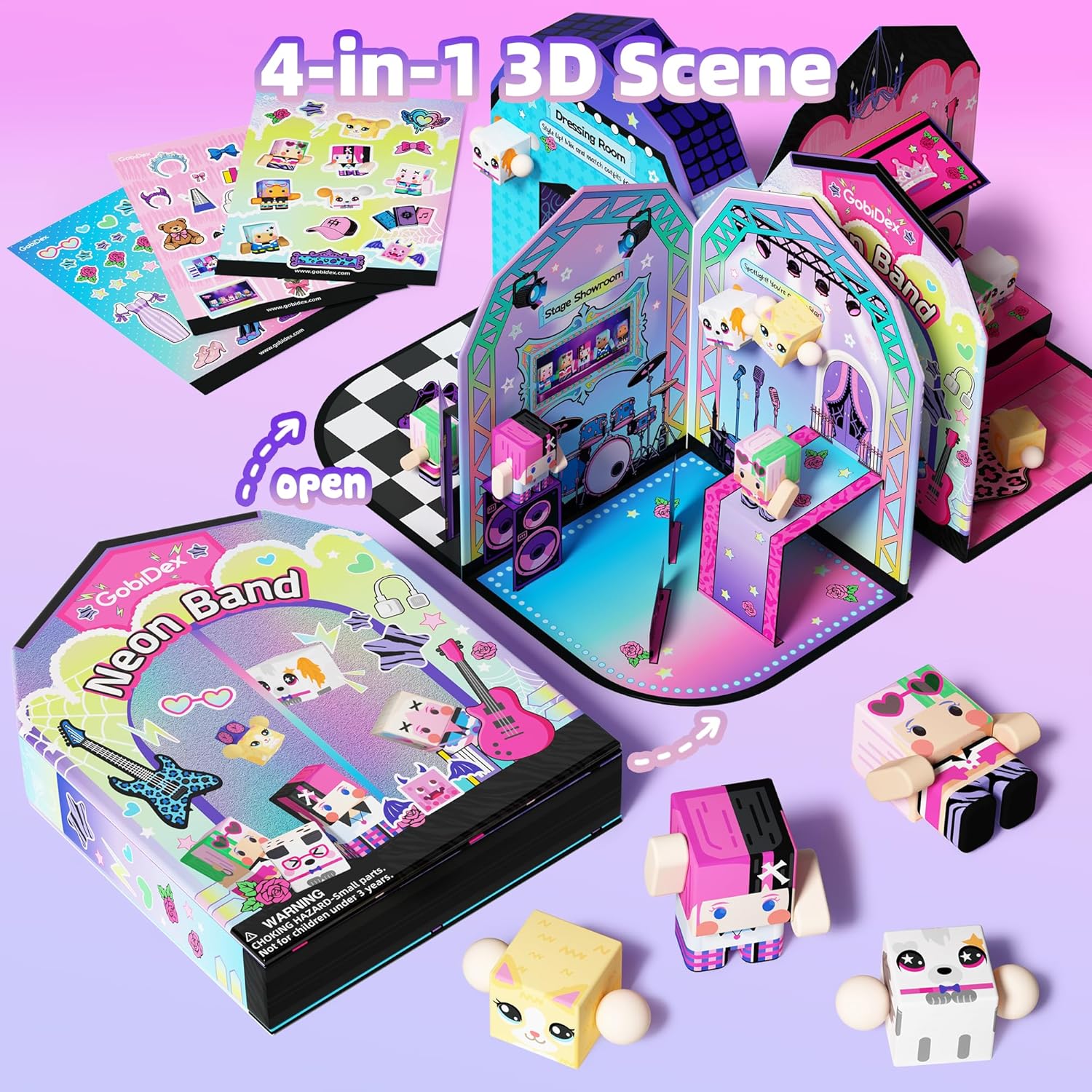 GobiDex Magnetic Doll House Playset for Girls, STEM Toddler Toys with 4 Scenes, Figures, Pets & Stickers – Great Birthday Gift for Kids Pretend Play