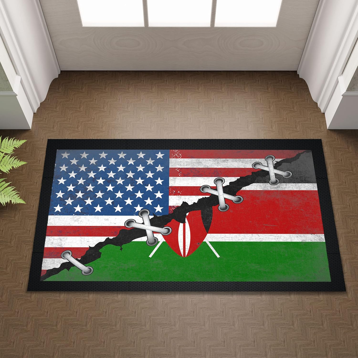 Myah Sugar Made in America with Kenyan Parts Kenya American Flag copy2.JPEG Doormat