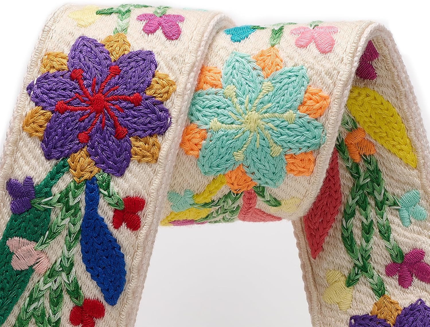chushui Colorful Embroidered or Crochet Purse Strap, Boho Crossbody Strap