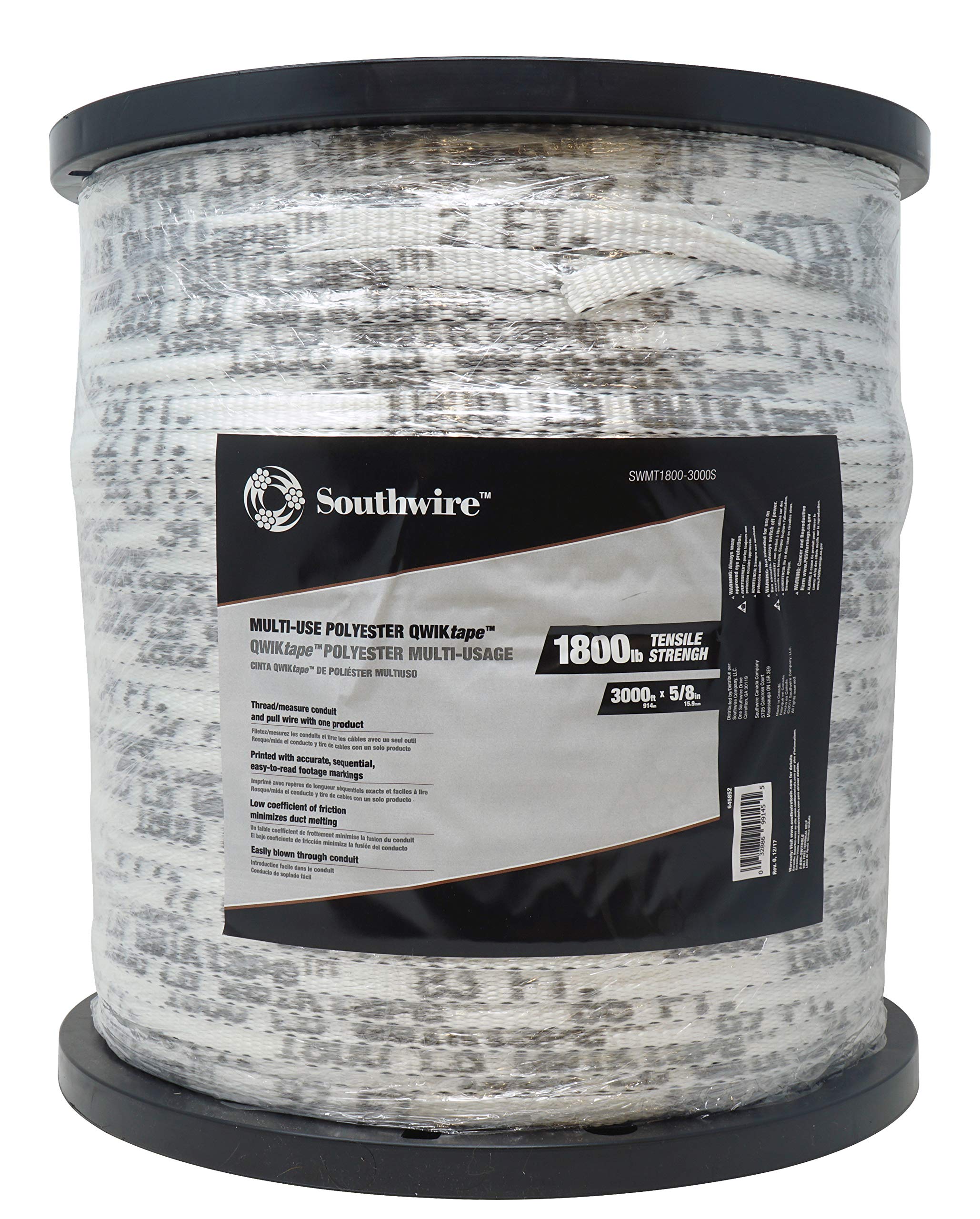 Southwire SWQT1800-1000S QWIKtape Bobina de 816,5 kg x 1000 pies, color blanco