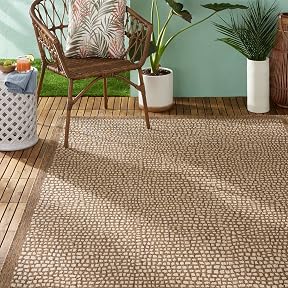 nuLOOM 10' x 12' Outdoor Area Rug, Casual Design With Striped Border, Stain Resistant, Highly Durable, For Patio, Balcony, Bedroom, Living Room, Dining Room, Bathroom, Light Brown
