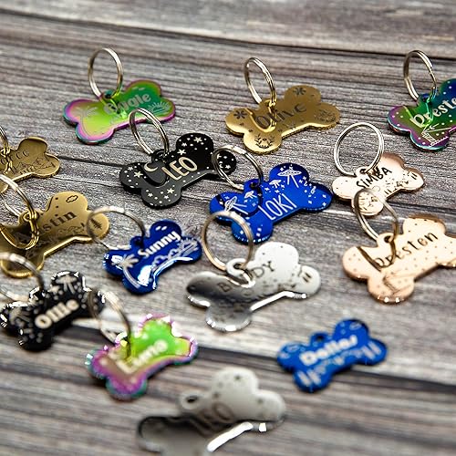 Miniatura 5 de Placa de identificación personalizada para perro con 5 líneas con grabado personalizado y profundo de acero inoxidable duradero, tamaño pequeño