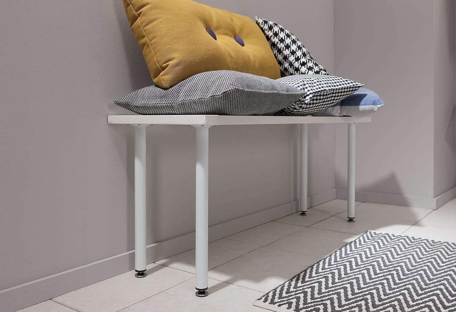 Best Deal Element System Steel Pipe Feet Round Table Leg, Furniture Feet Including Screw-On Plate, 11100-00089