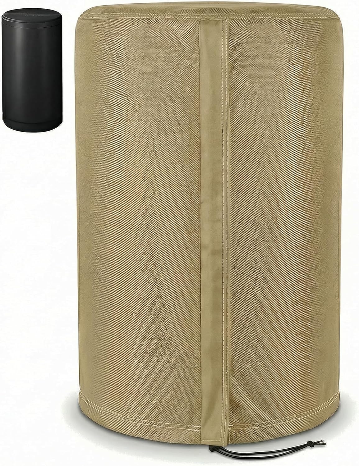 Deosk Round Water Softener Cover 18.5"Dx33"H Waterproof & Windproof Water Softeners Tank Covers For Outside Units With Zipper And Drawstring(Black)