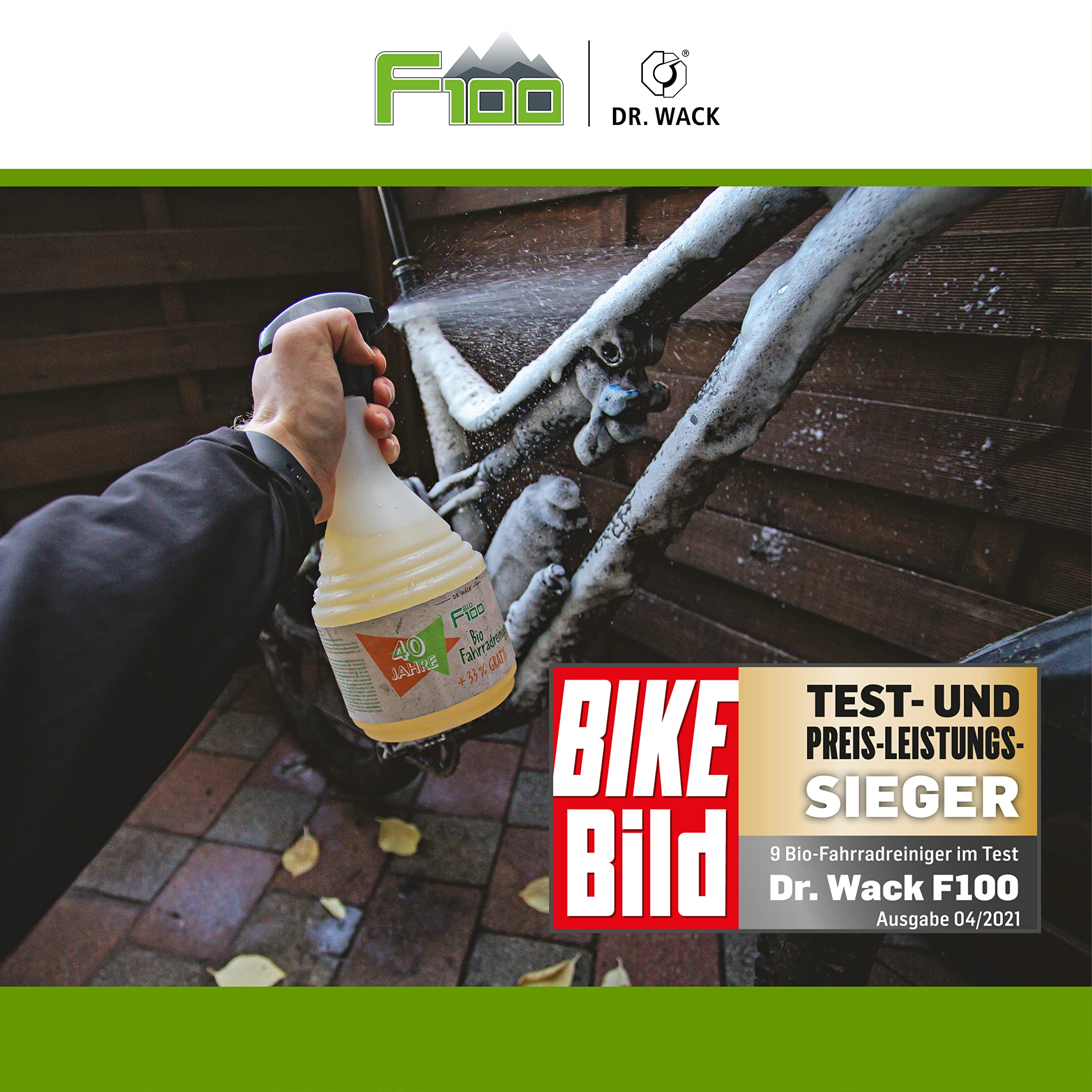 Dr. Wack - F100 Bio środek do czyszczenia rowerów 1 l + 33% więcej pojemności I Czyszczenie premium dla całego roweru i łańcucha rowerowego. Wysokiej jakości pielęgnacja roweru – Made in Germany