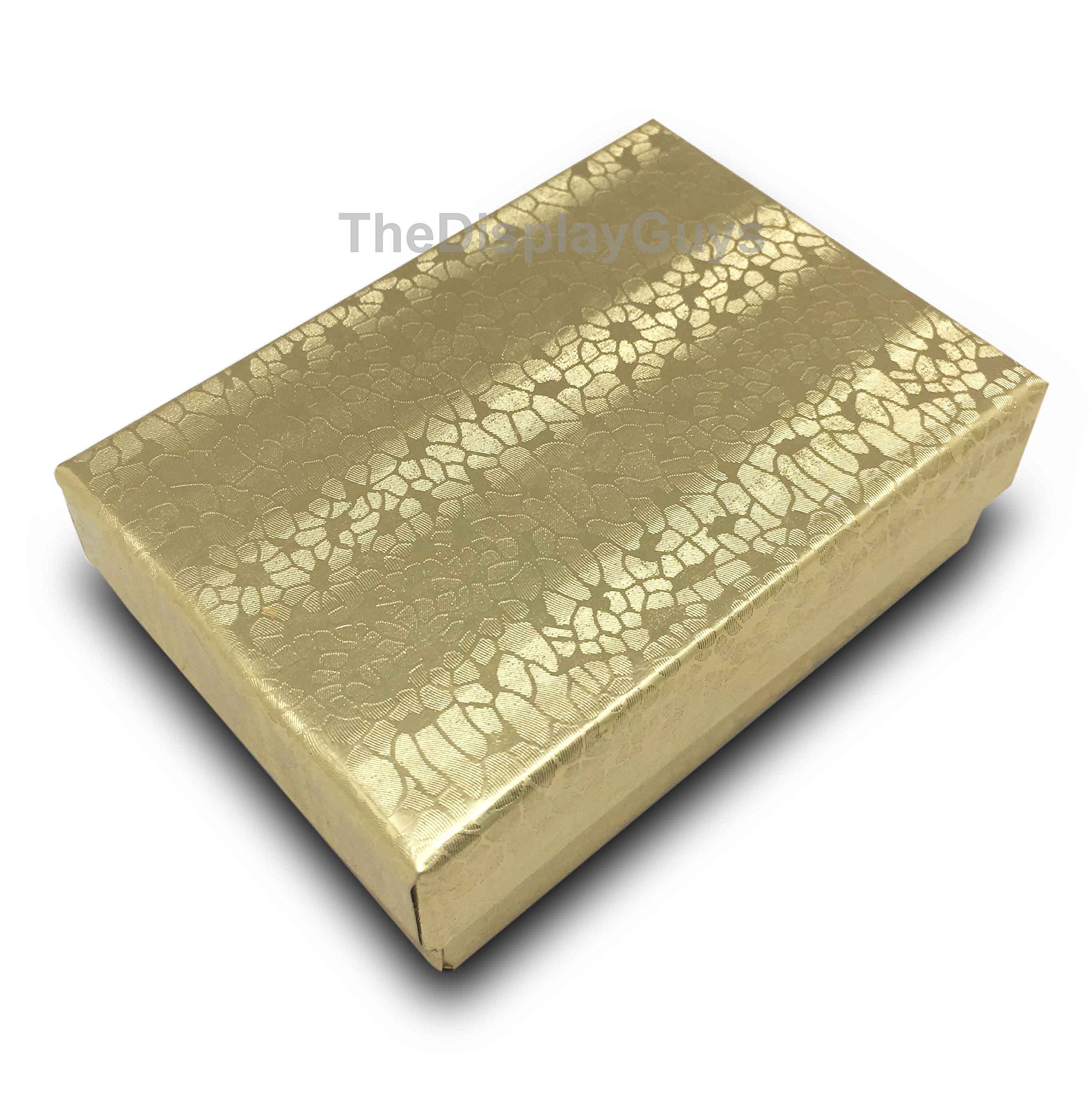 100 Gold Cotton Filled Jewelry Display Gift Boxes 3x2
