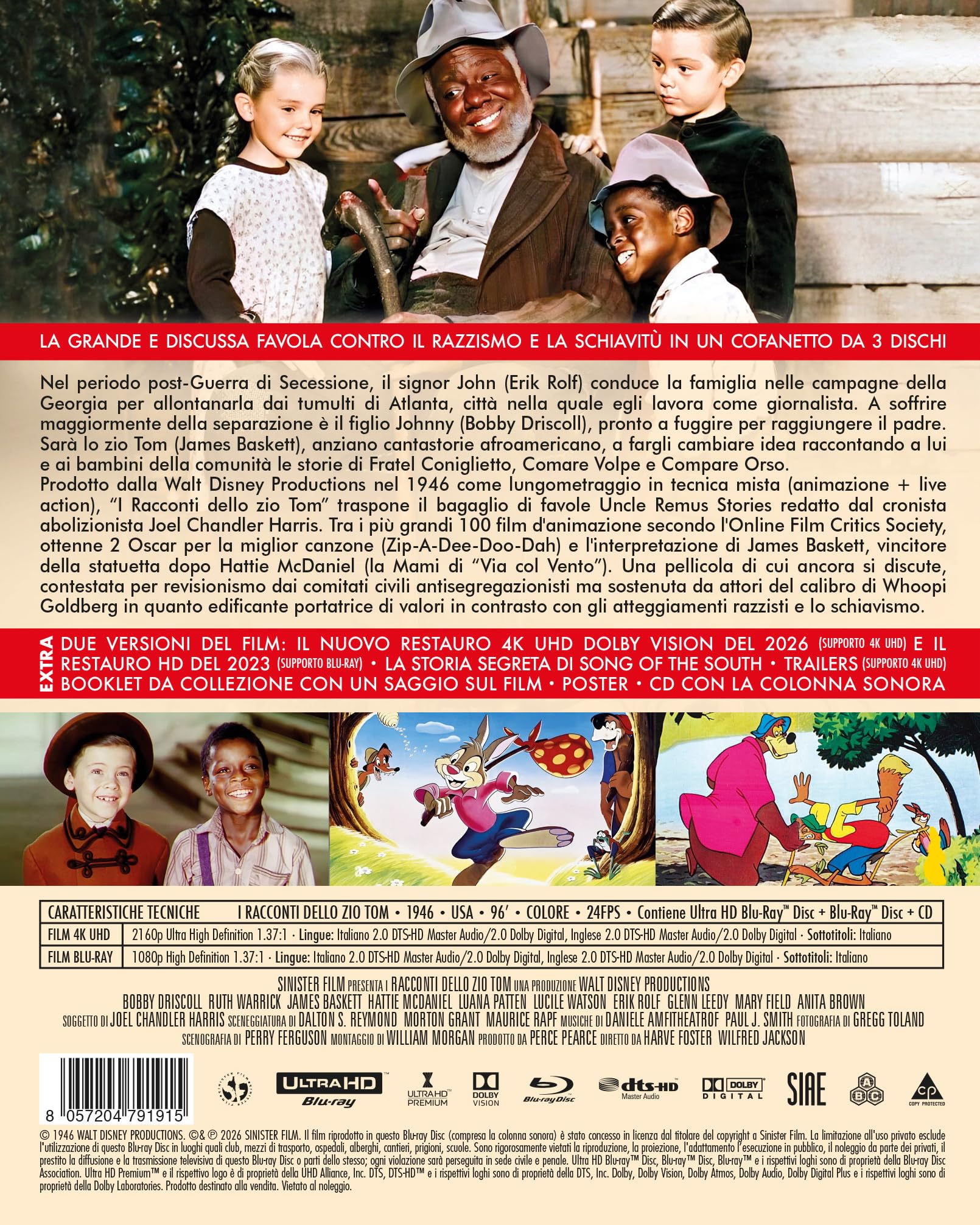 I Racconti Dello Zio Tom 4K UHd + Blu-Ray + Cd - 3 Dischi