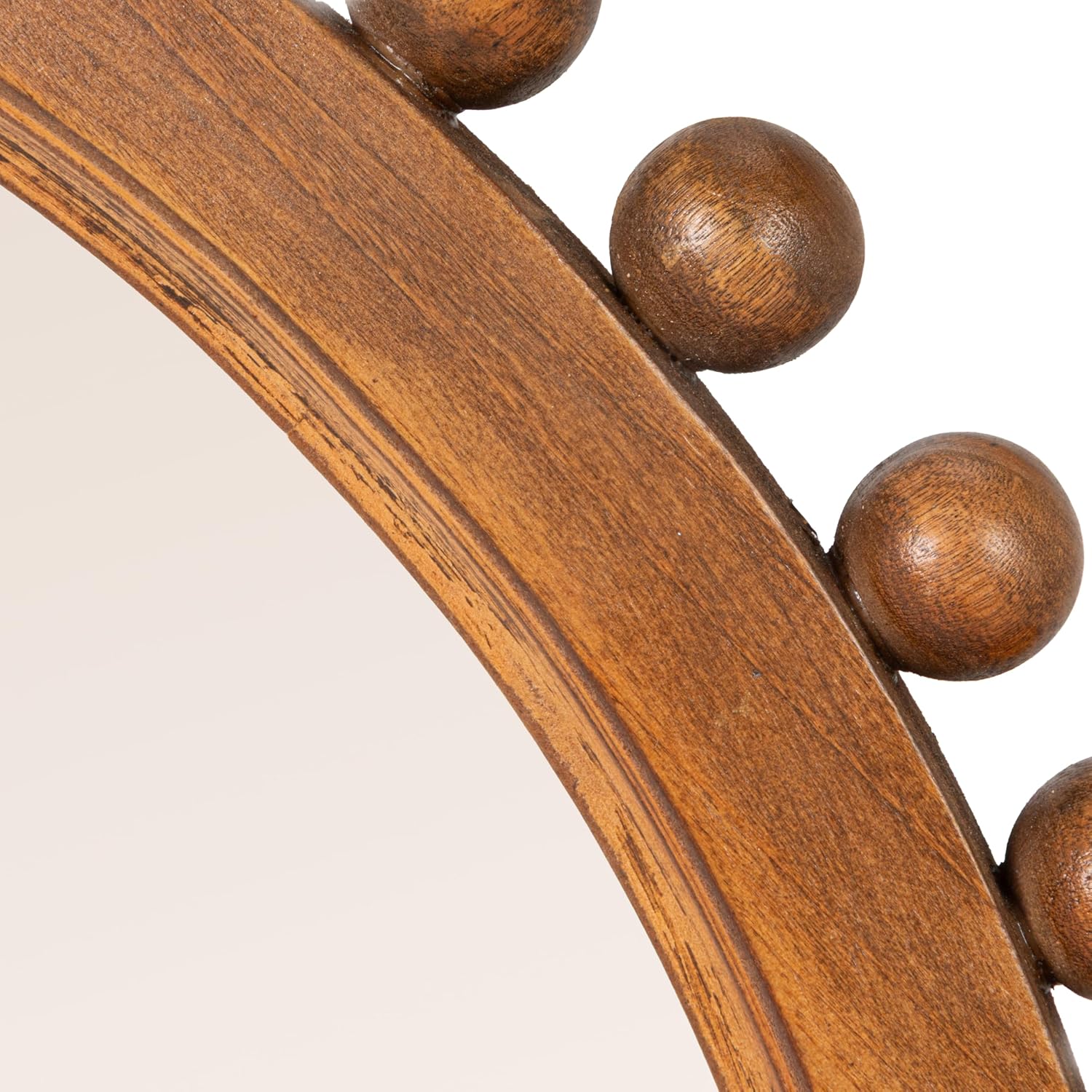 Creative Co-Op Wood Ball Framed Arched Wall Mirror, Walnut