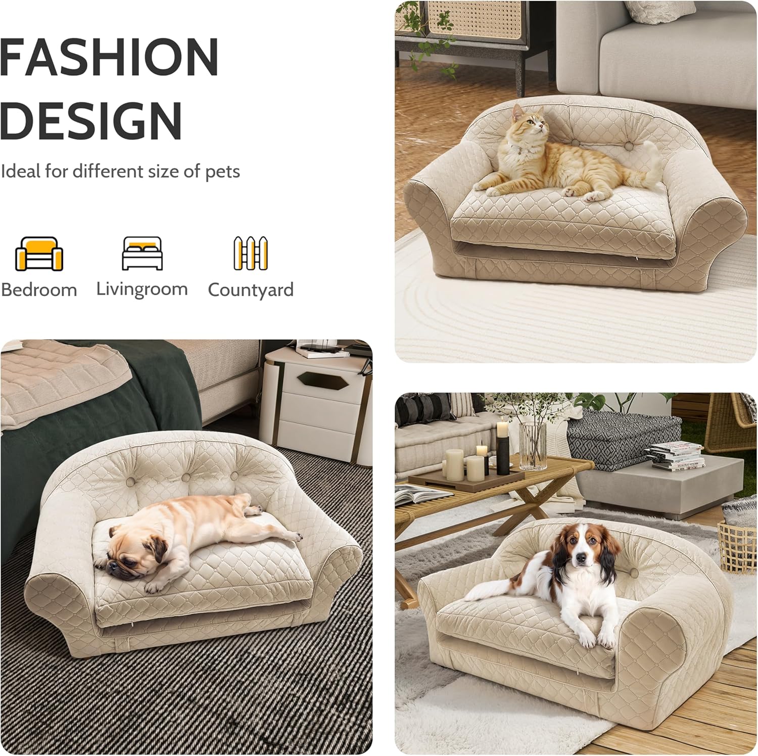 review Large Size Dog Sofa Bed, Made Sponge and Velvet, Medium Size Dog Couch with Sides, 39 * 17 * 22in, Expandable Big Dog Bed for Rest and Sleeping, Washable Large Dog Couch
