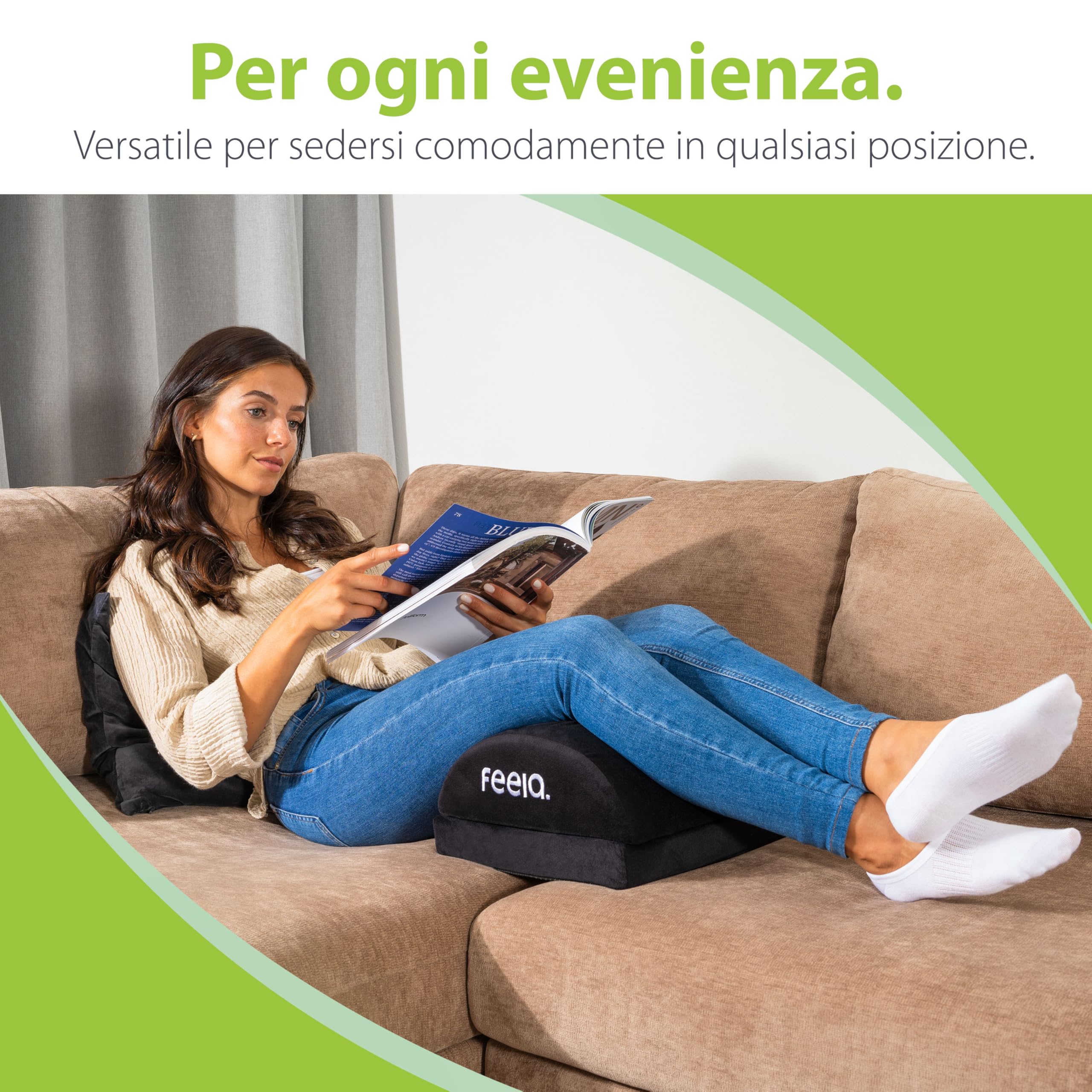 feela. Poggiapiedi ergonomico per ufficio & Co | Utilizzabile come poggiapiedi o poggiapiedi in ufficio | Foot Rest | Altezza regolabile (nero)
