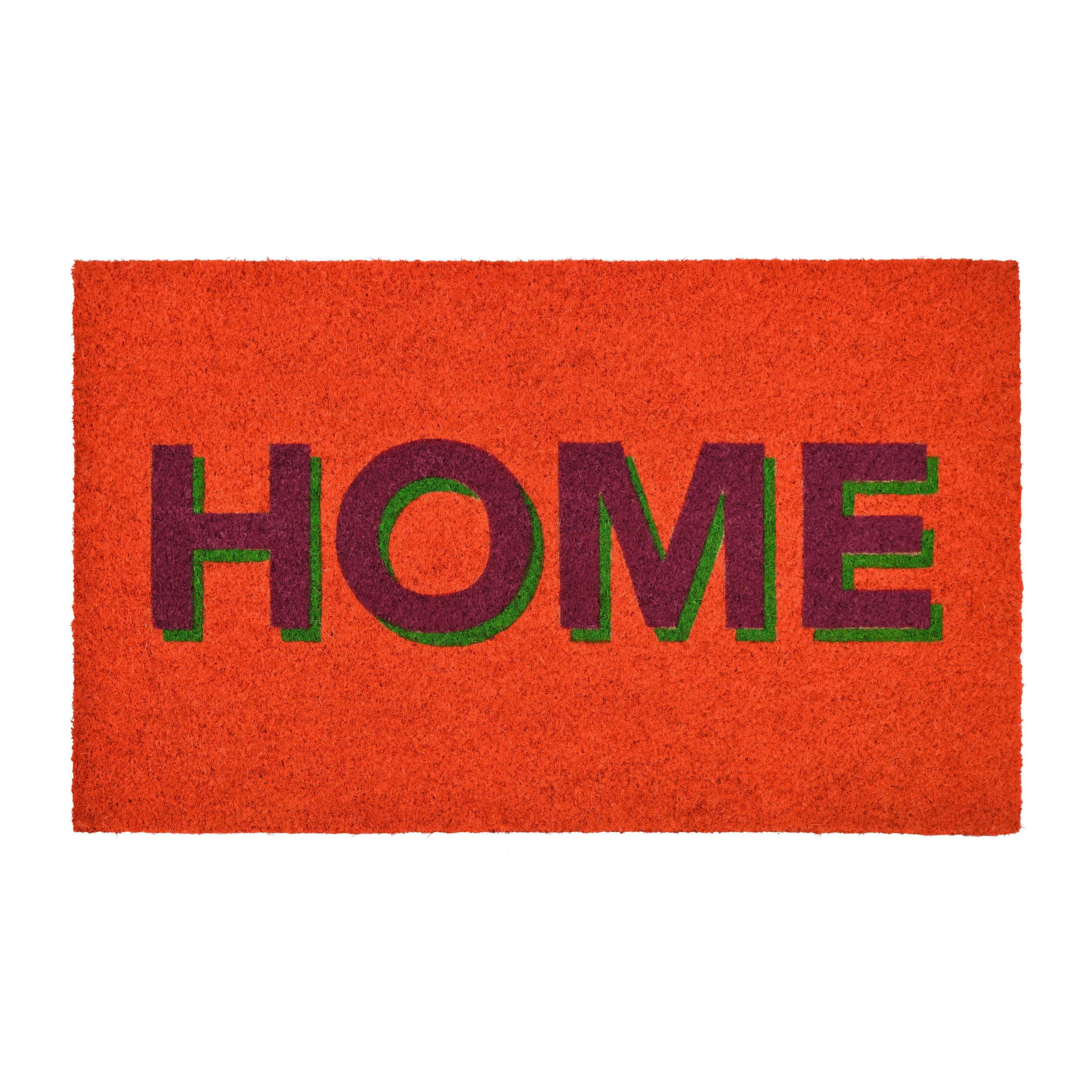 Gift Company Paillasson Home Neon, paillasson, Coco, Dos Vinyle, Orange, 45x75 cm