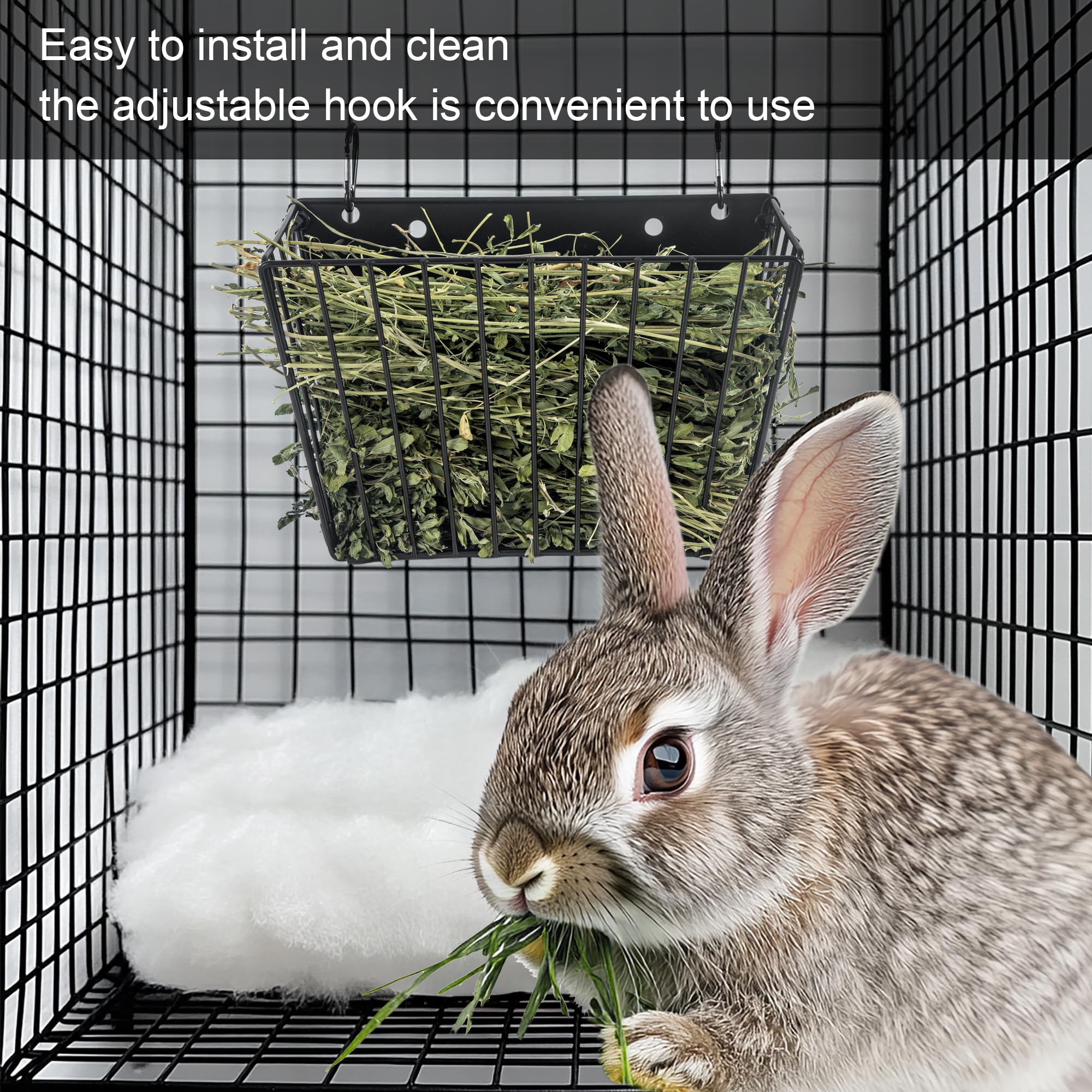 Rabbit Hay Feeder, with Heavy-Duty Metal Frame， Hay Holder for Rabbits - for Rabbits， Bunny, Guinea Pigs, Chinchillas， 9.6x4.5x6.3 inch - image 7