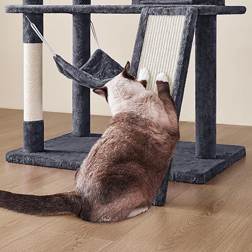 Miniatura 8 de Topeakmart Torre para gatos de interior de 63.5 pulgadas, muebles para gatos con postes rascadores como centro de actividades para gatitos